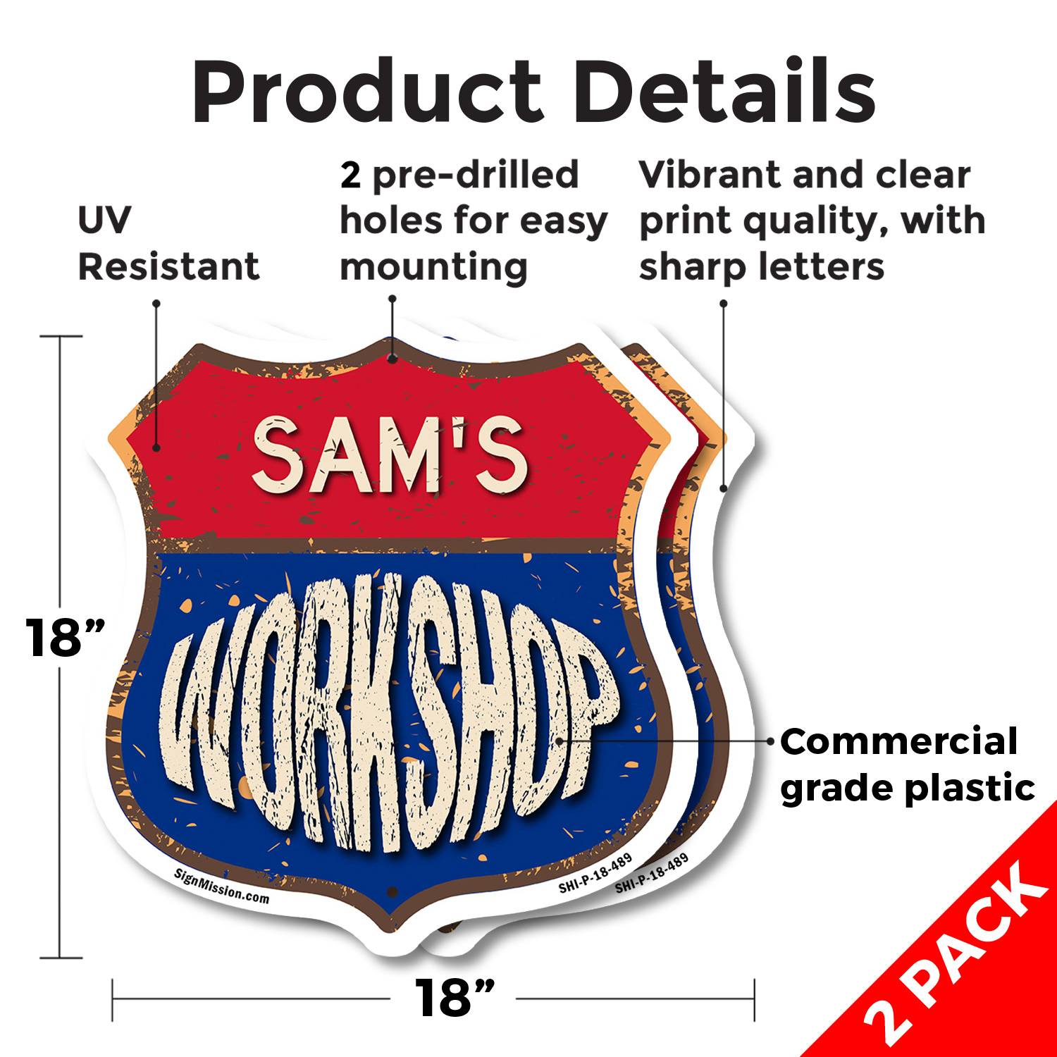 Sam's Workshop Shield Shaped Sign Weather Resistant Crafted in the USA - Picture 11 of 41
