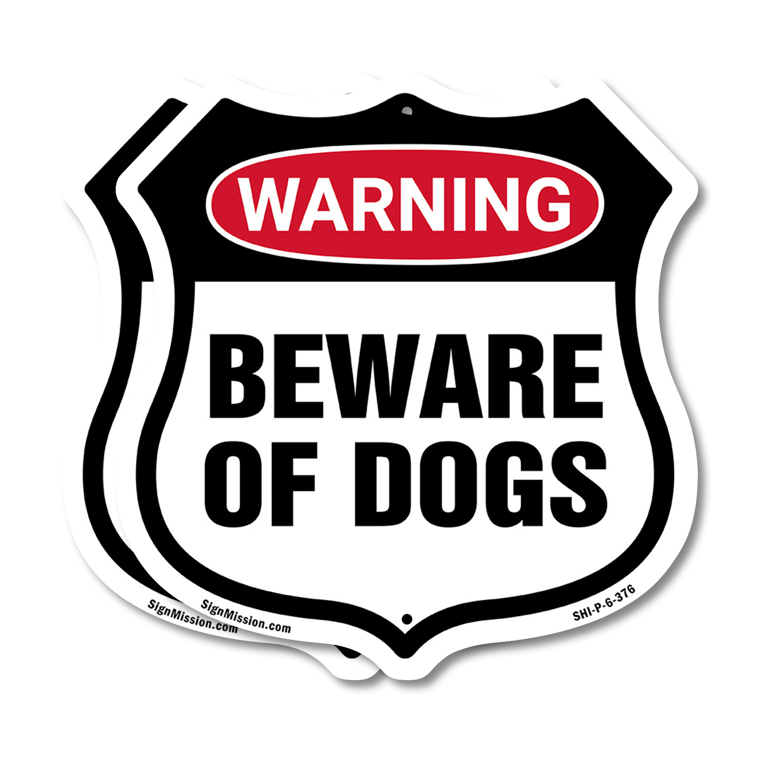 Dog Warning Shield Sign Beware Of Dogs Shield Shaped Sign Weather Resistant - Picture 16 of 37