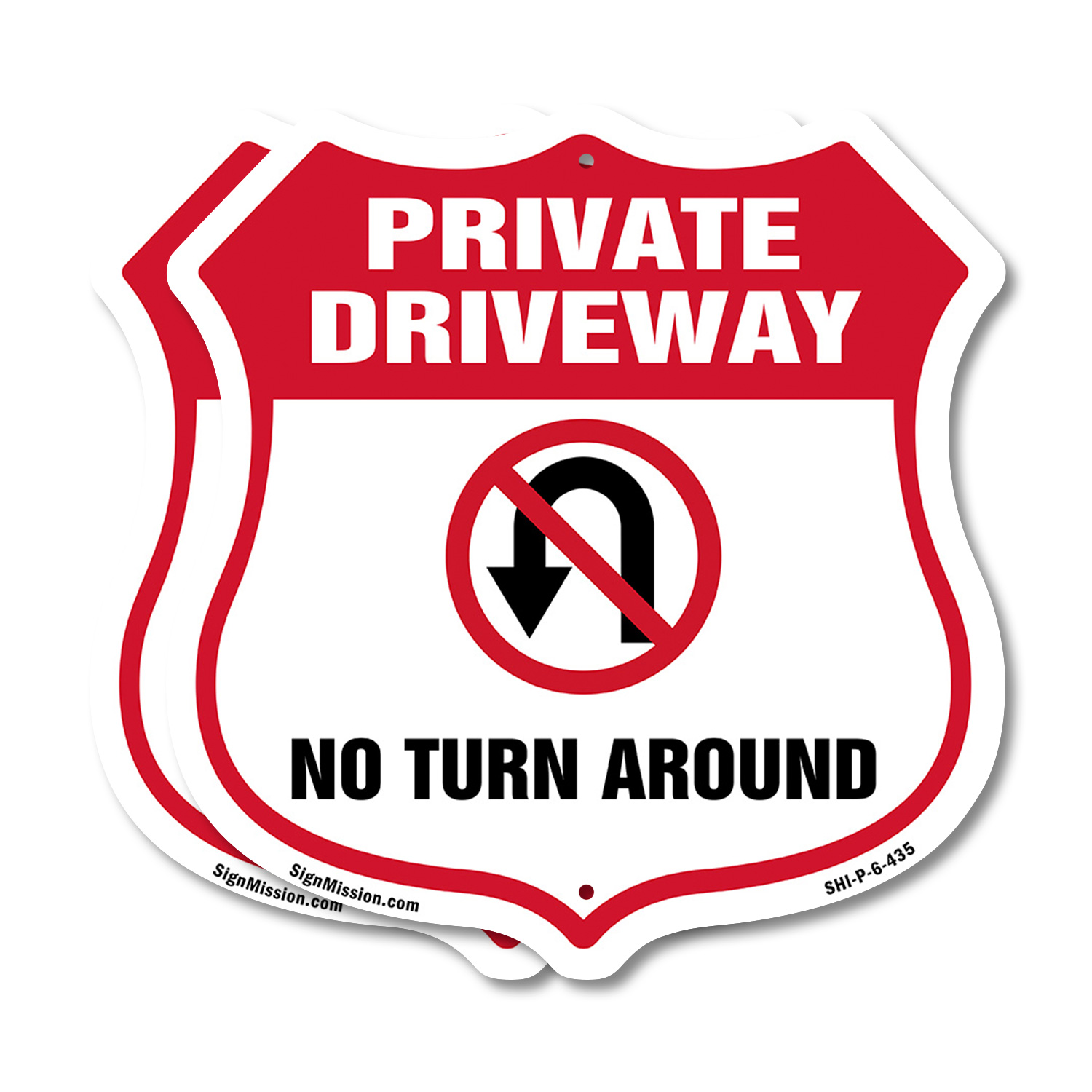 Private Driveway Shield Sign No Turn Around Shield Shaped Sign Weather Resistant - Picture 18 of 41