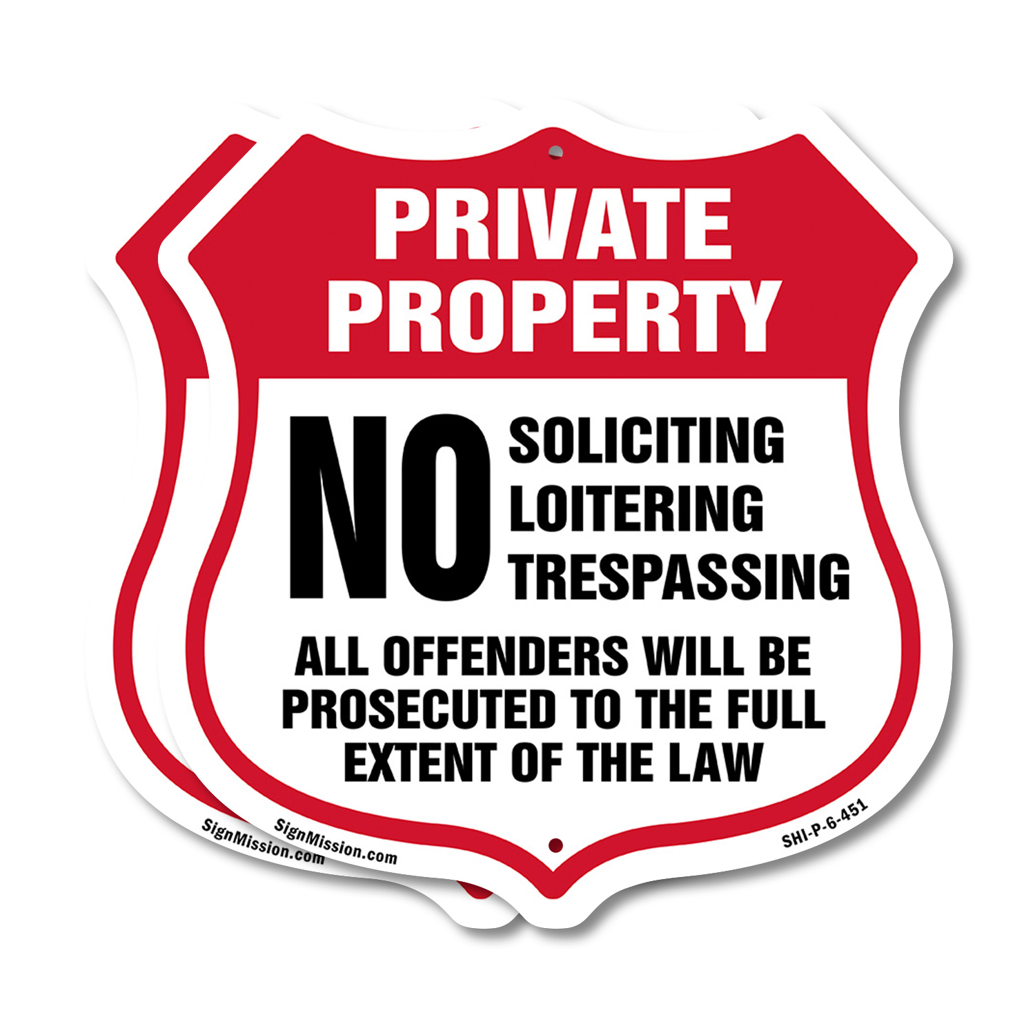 Private Property Shield Sign No Soliciting Loitering Trespas Shield Shaped Sign - Picture 16 of 37