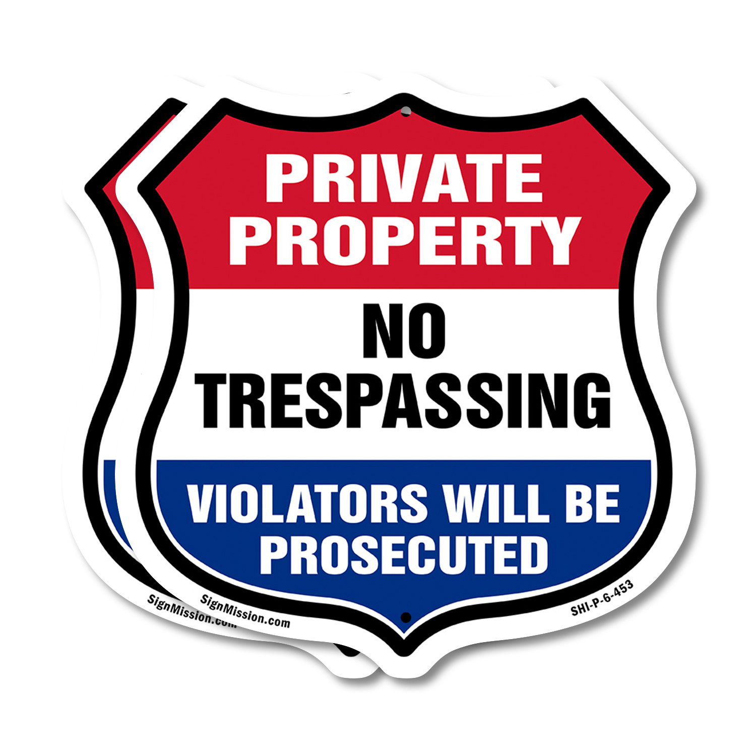 Private Property Shield Sign No Trespassing Violators Will B Shield Shaped Sign - Picture 18 of 41