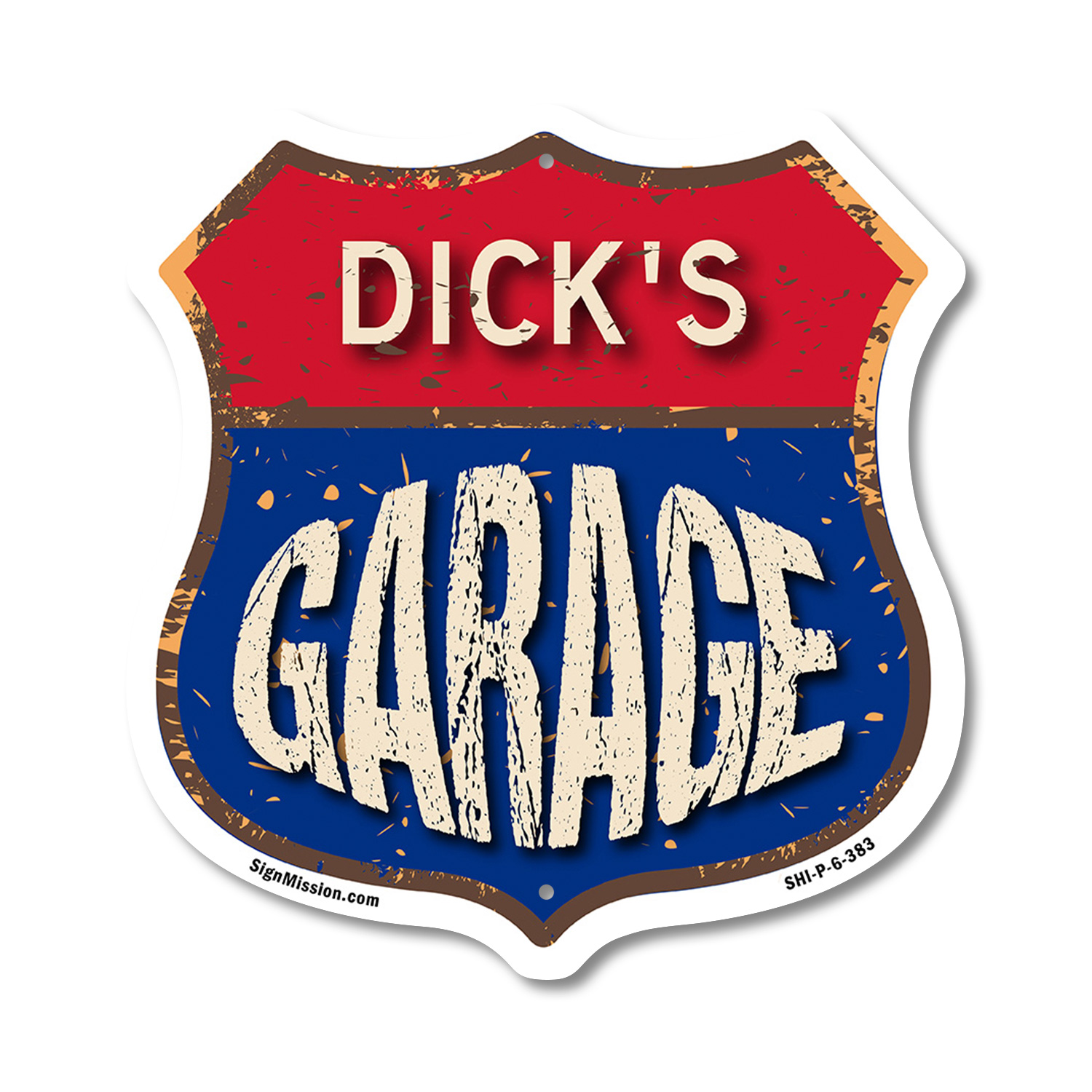 Dick's Garage Shield Shaped Sign Weather Resistant Crafted in the USA - Picture 40 of 41