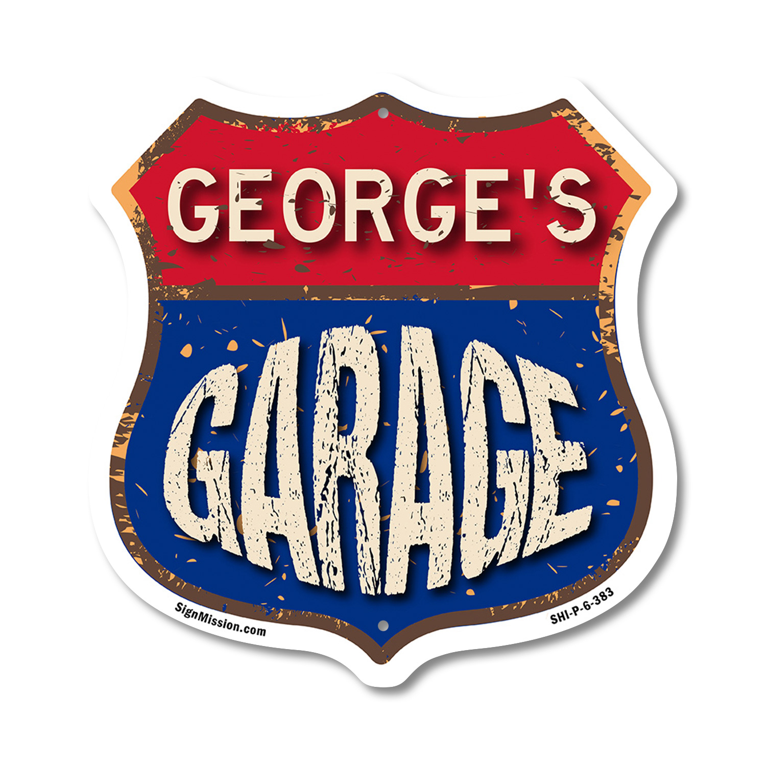 George's Garage Shield Shaped Sign Weather Resistant Crafted in the USA - Picture 60 of 61