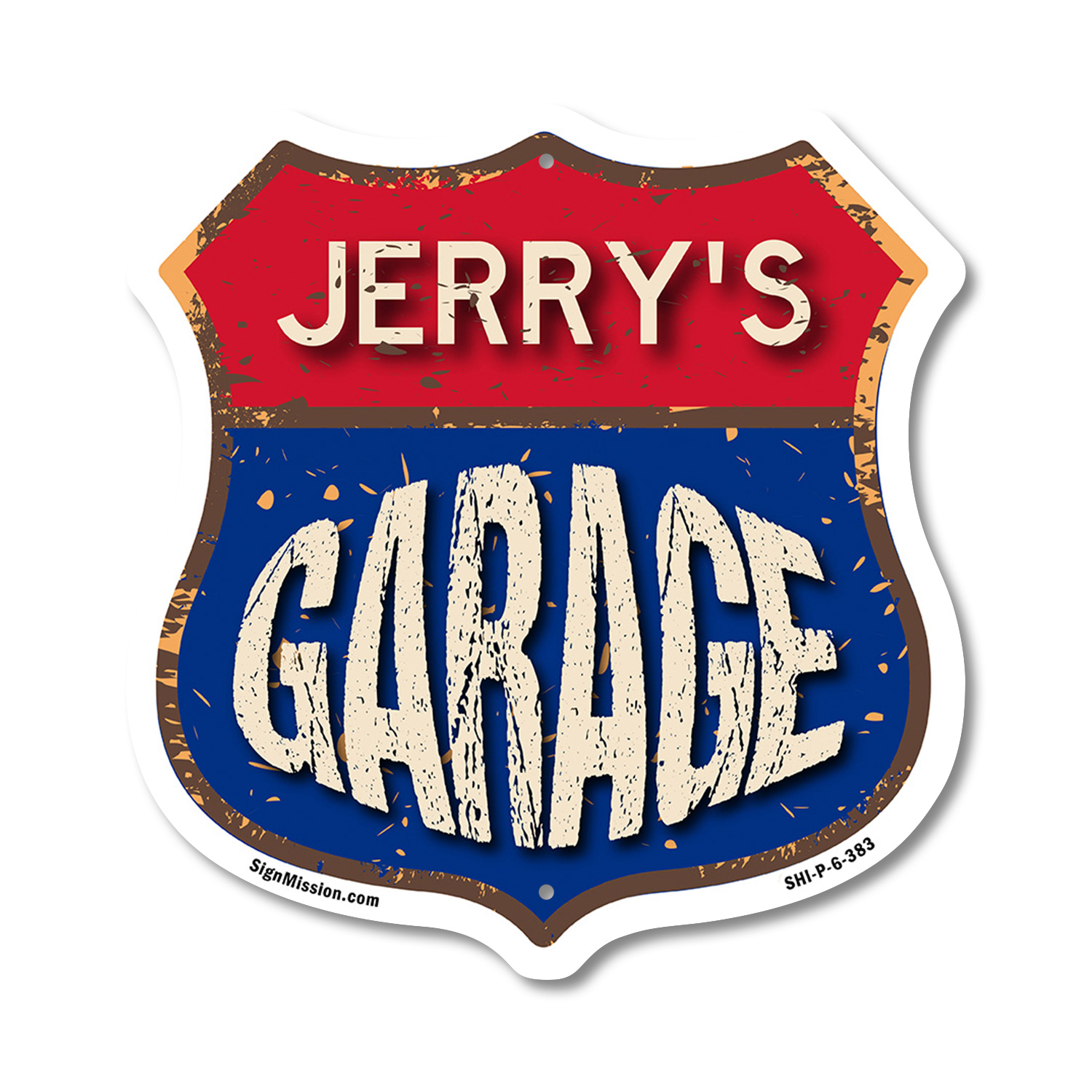 Jerry's Garage Shield Shaped Sign Weather Resistant Crafted in the USA - Picture 40 of 41