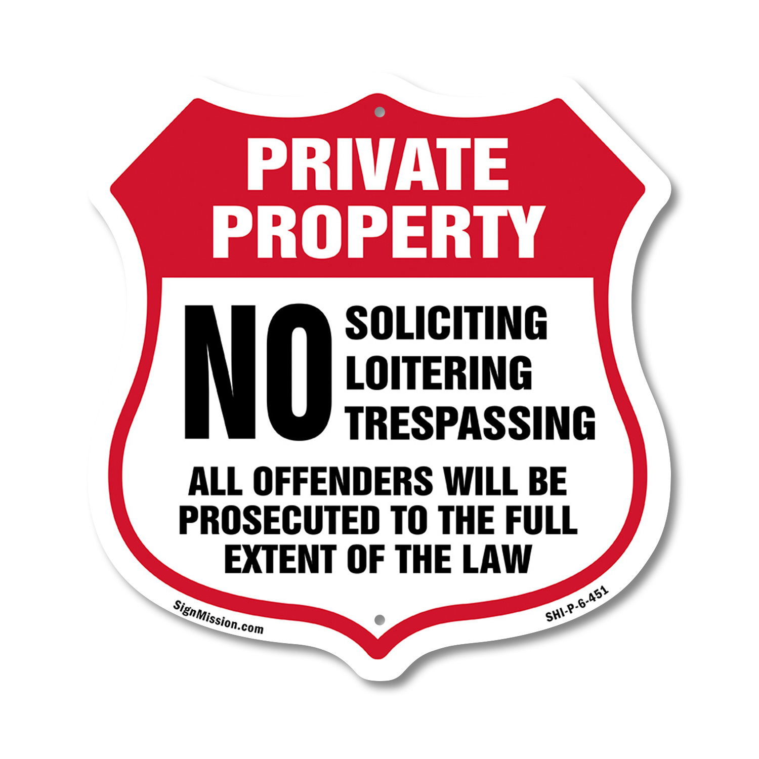 Private Property Shield Sign No Soliciting Loitering Trespas Shield Shaped Sign - Picture 36 of 37