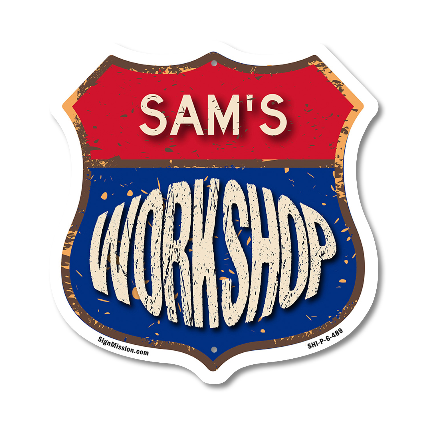 Sam's Workshop Shield Shaped Sign Weather Resistant Crafted in the USA - Picture 40 of 41