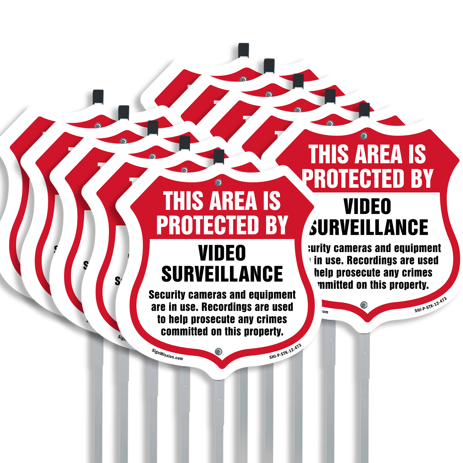 Video Surveillance Shield Sign This Area Is Protected By Shield Sign With Stake - Picture 9 of 14