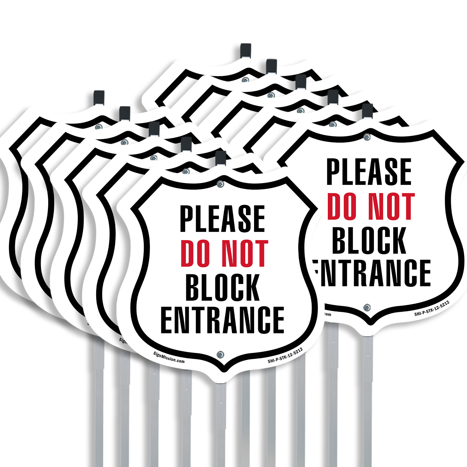 Please Do Not Block Entrance Shield Shaped Sign With Stake Weather Resistant - Picture 9 of 14