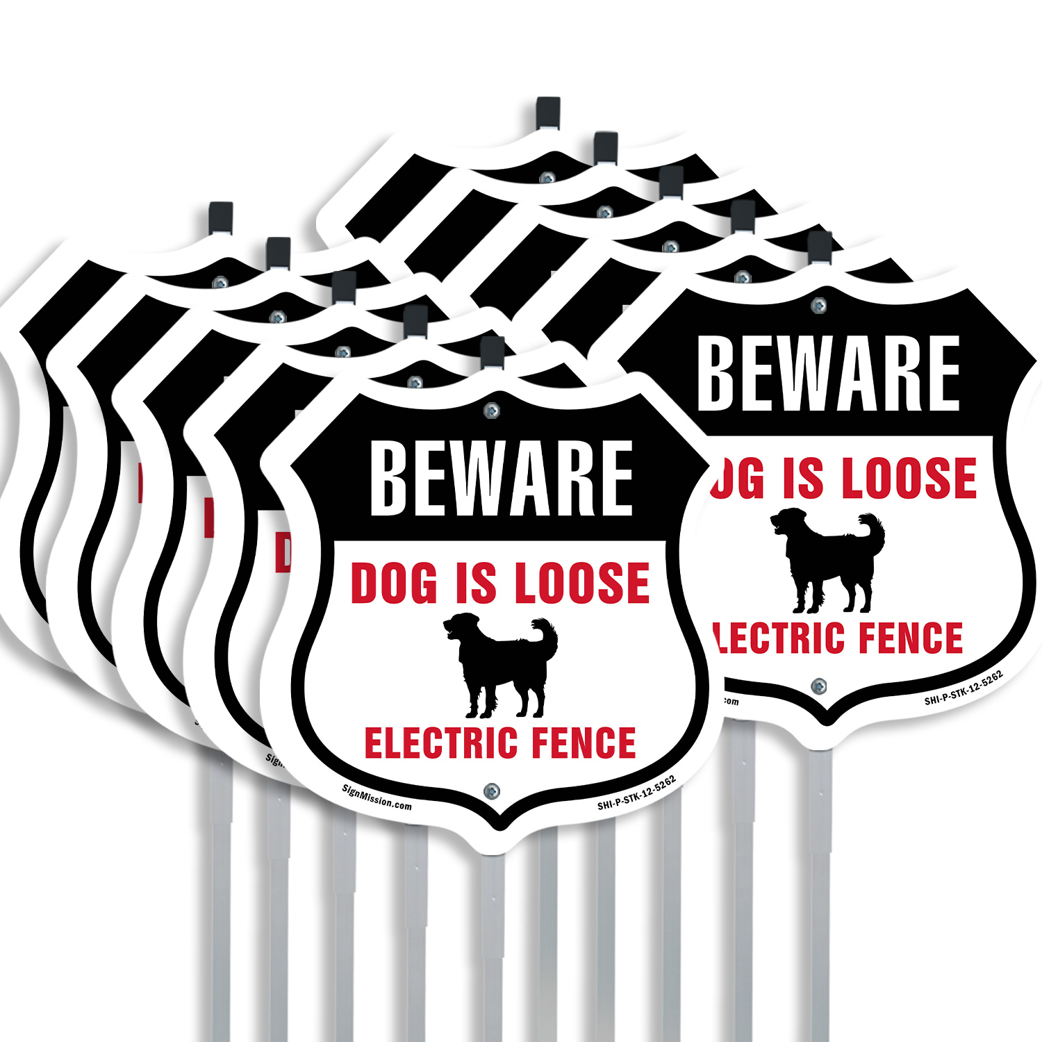 Beware Dogs Are Loose Invisible Fence Shield Shaped Sign With Stake - Picture 9 of 14