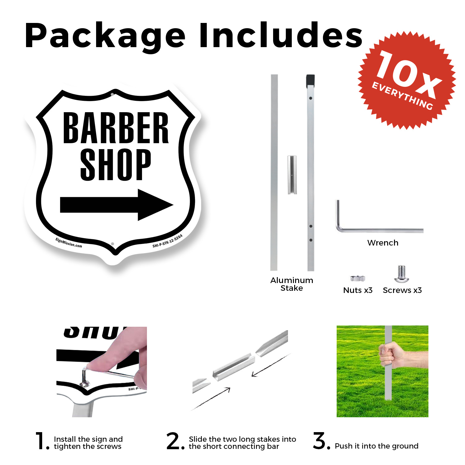 Barber Shop rechter Pfeil Schild geformtes Schild mit Pfahl gefertigt in den USA - Bild 10 von 14
