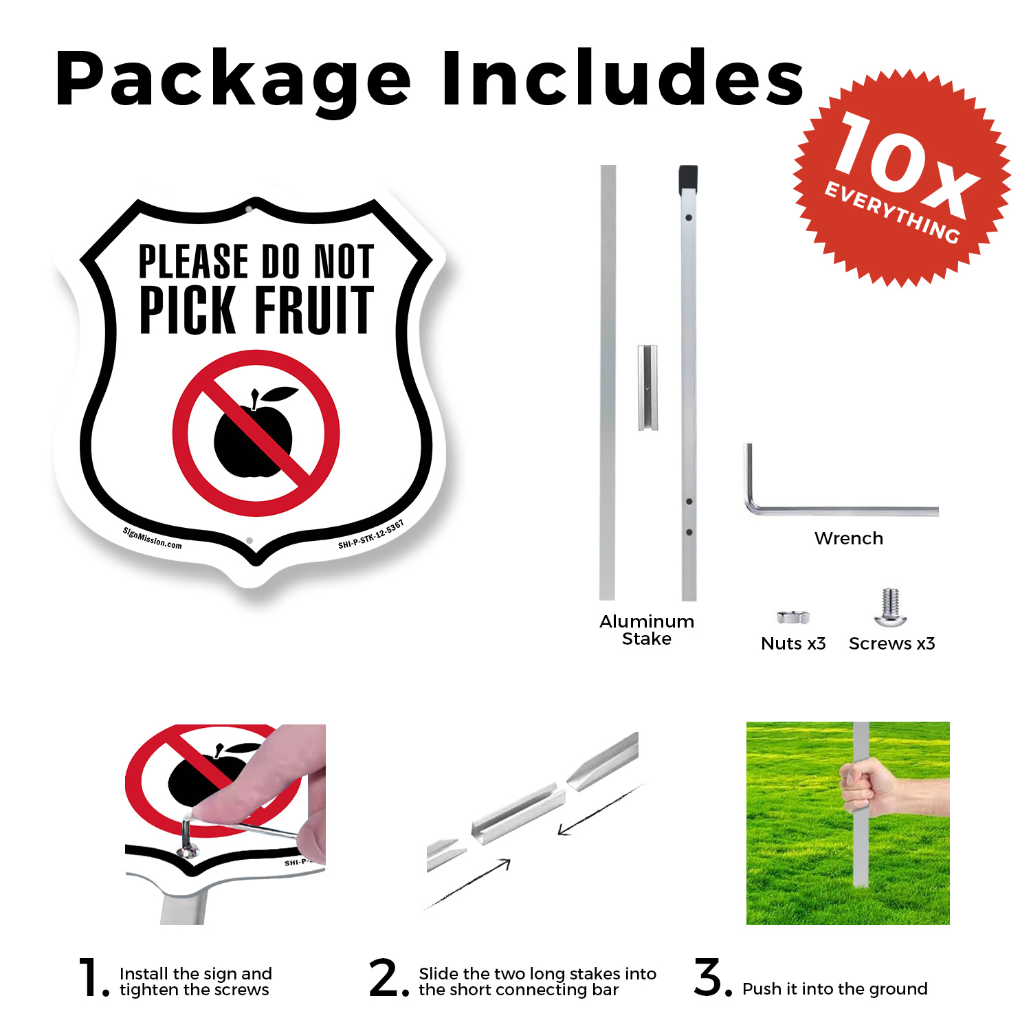 Bitte wählen Sie nicht Obstschild geformtes Schild mit Pfahl gefertigt in den USA - Bild 10 von 14