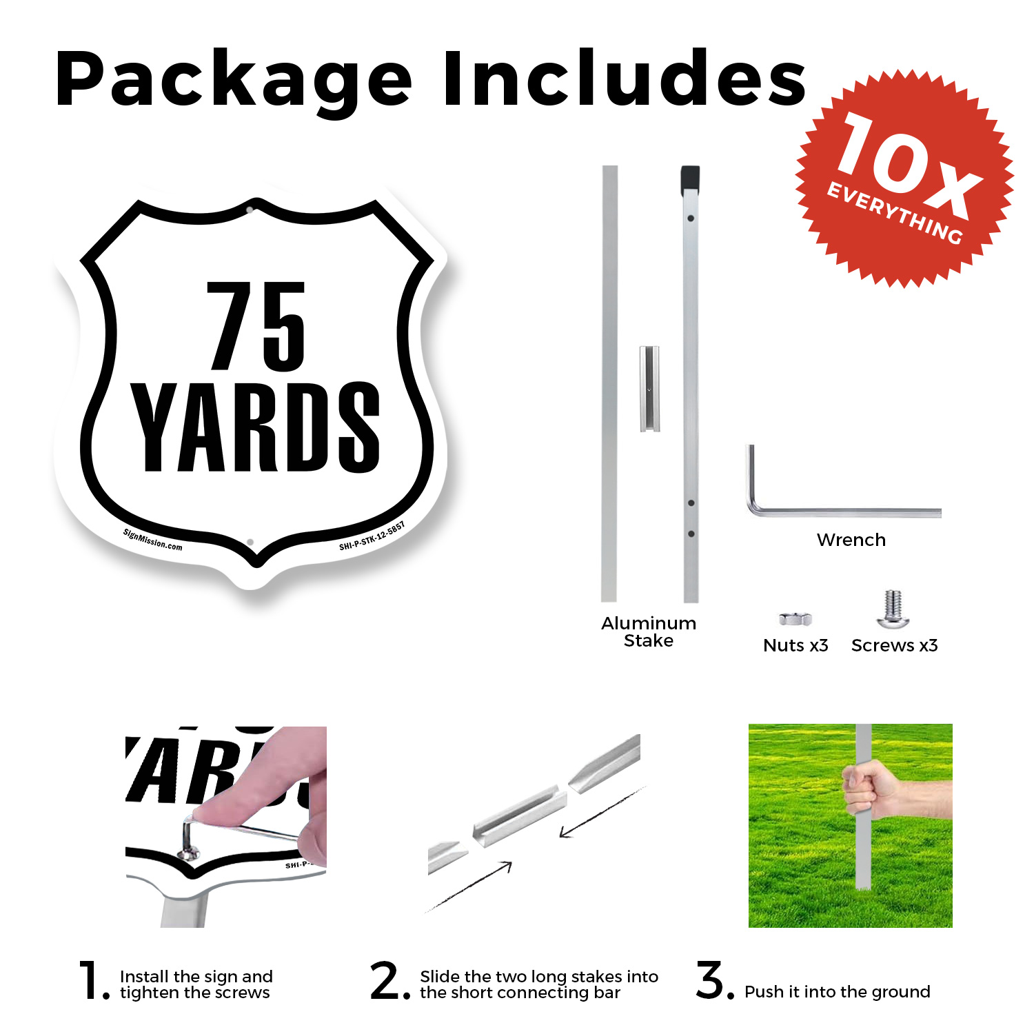 75 Yards Golf Course Running Race 5k Shield Shaped Sign With Stake - Picture 10 of 14