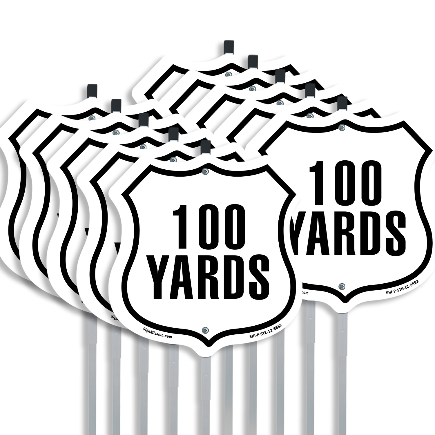 100 Yards Golf Course Running Race Shield Shaped Sign With Stake - Picture 9 of 14