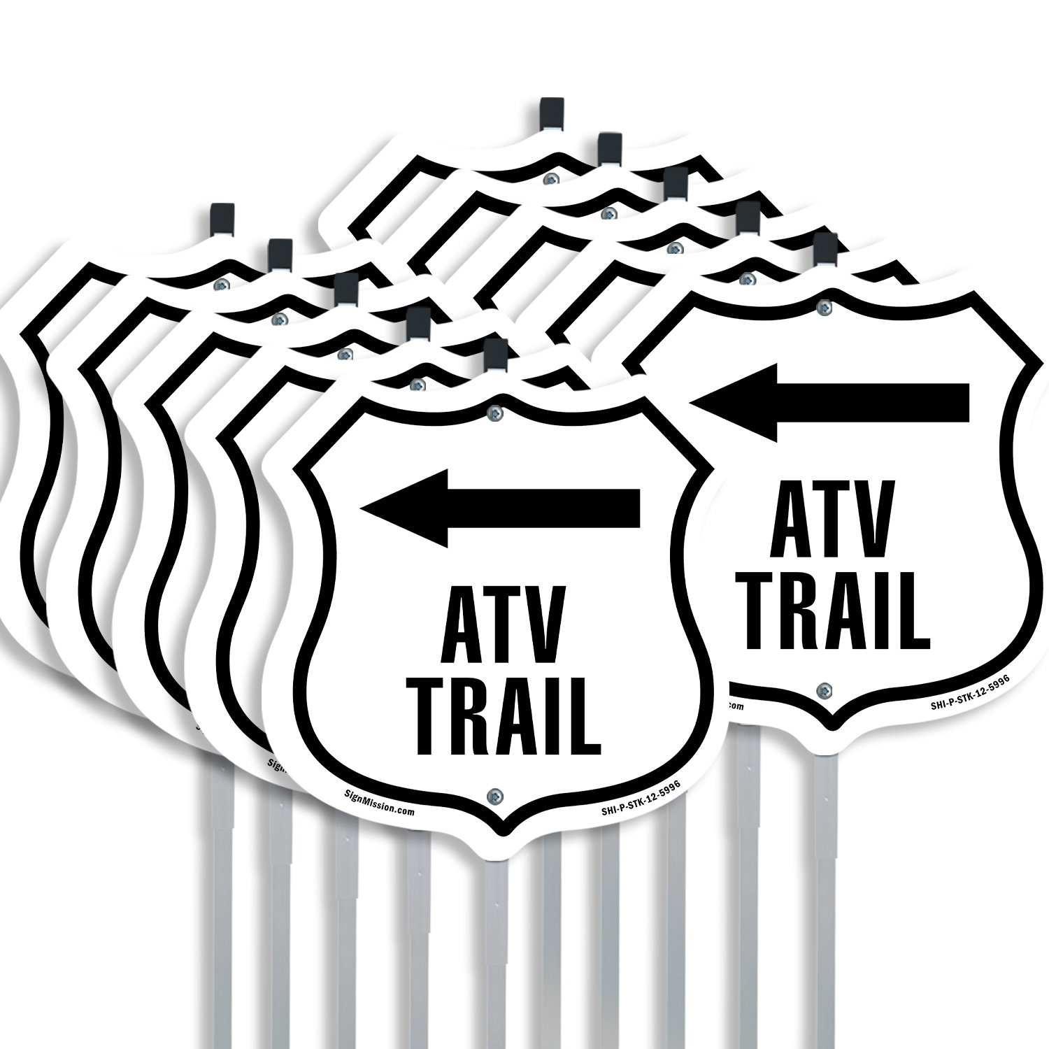 ATV Trail linkes Schild geformt mit Pfahl wetterfest Made in USA - Bild 9 von 14