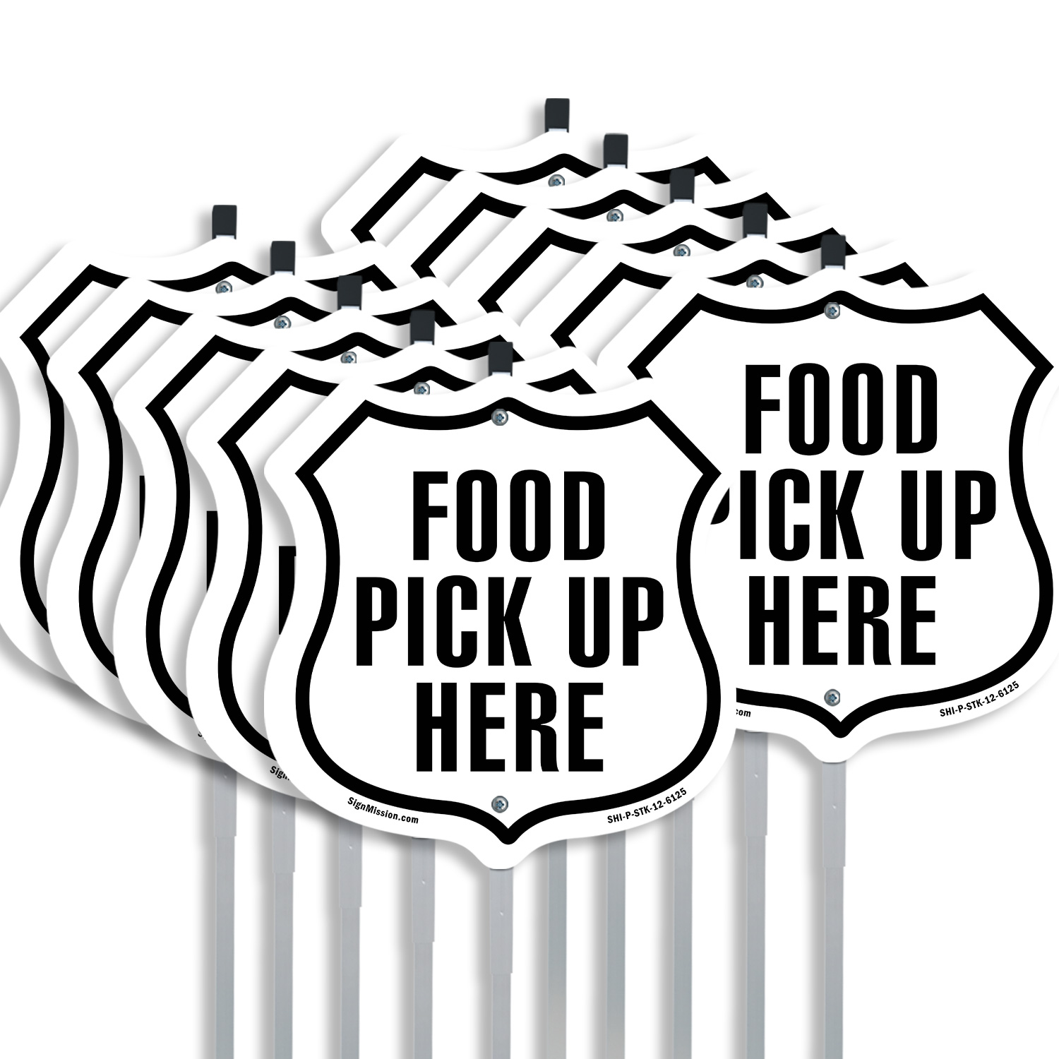 Food Pickup Here Shield Shaped Sign With Stake Crafted in the USA - Picture 9 of 14