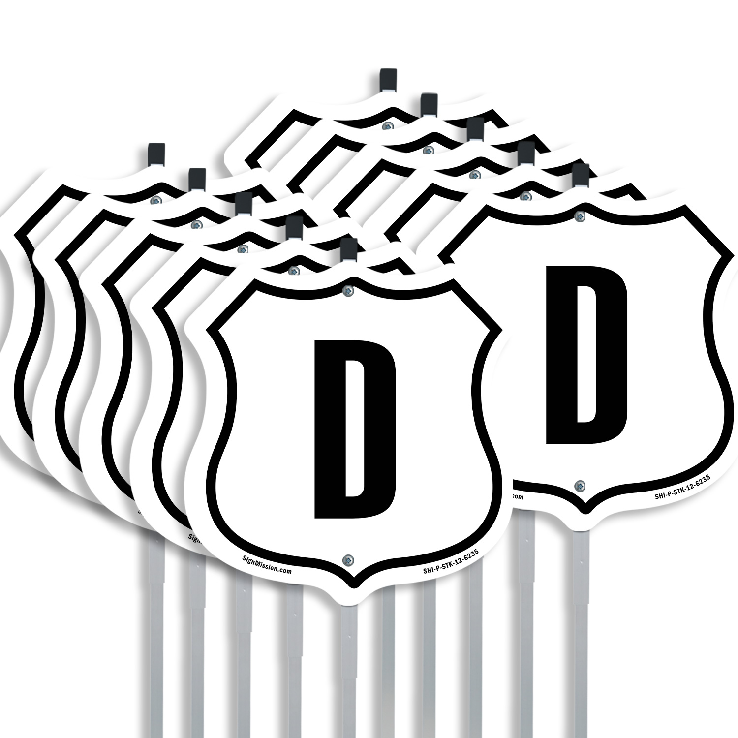 Letter D Shield Shaped Sign With Stake Weather Resistant - Picture 9 of 14