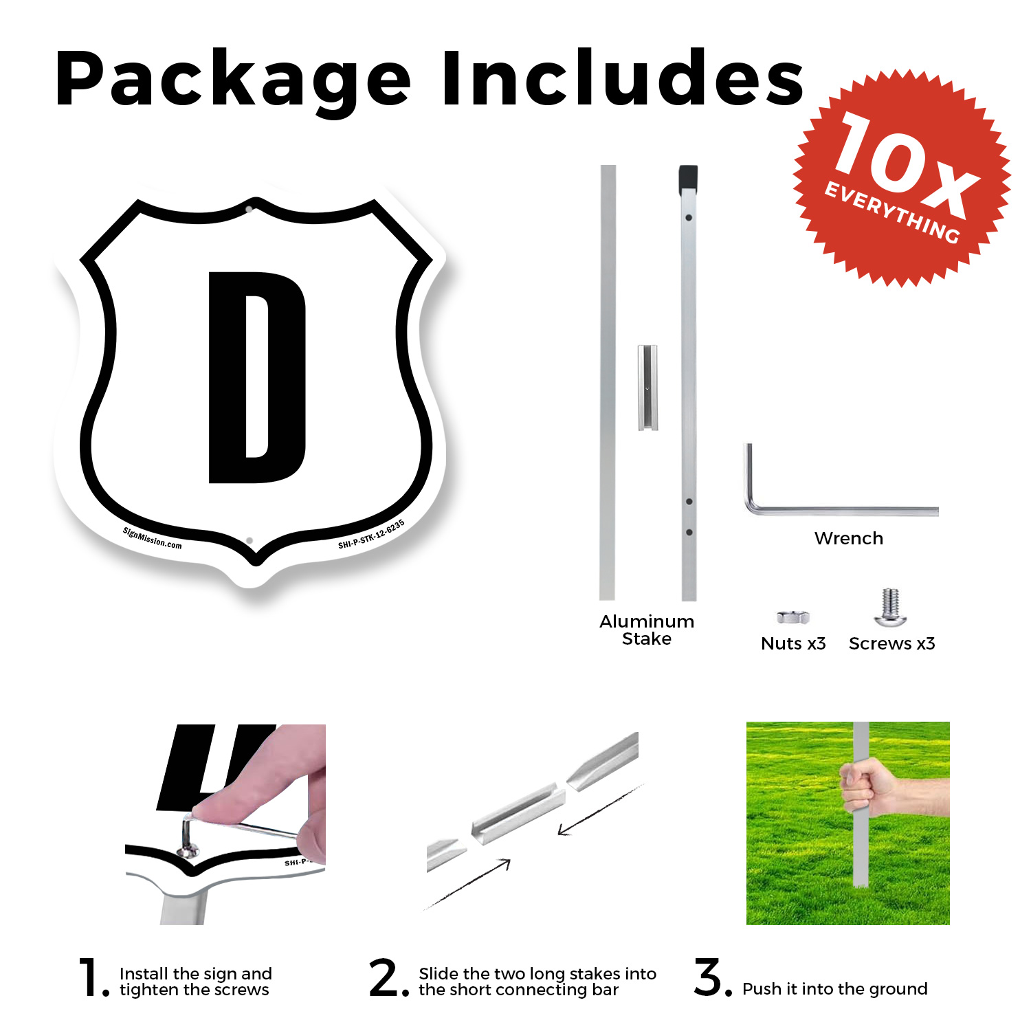 Letter D Shield Shaped Sign With Stake Weather Resistant - Picture 10 of 14