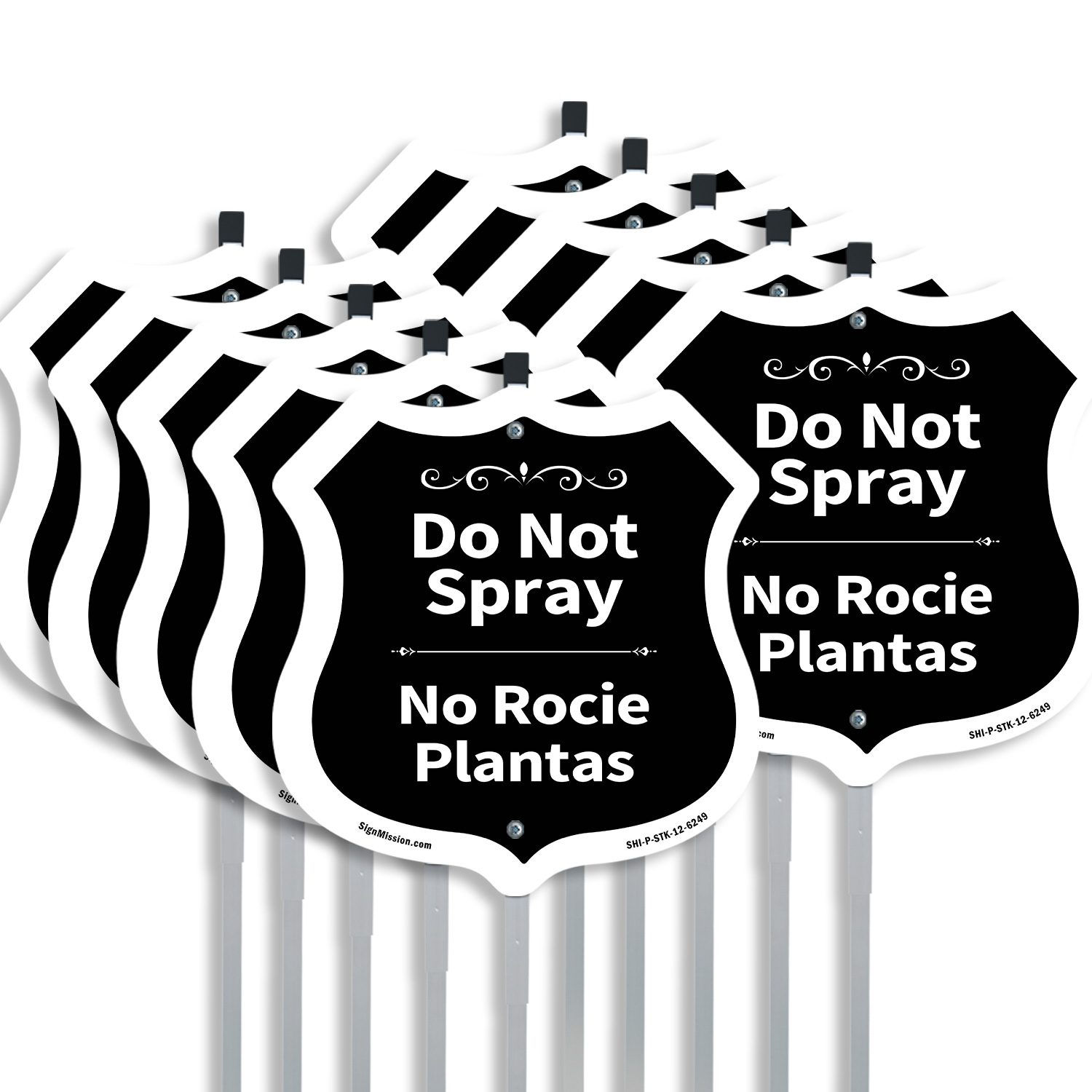 Do Not Spray Bilingual English / Spanish Shield Shaped Sign With Stake - Picture 9 of 14