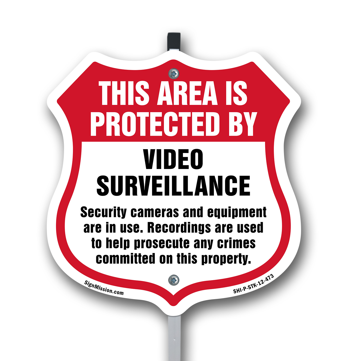 Video Surveillance Shield Sign This Area Is Protected By Shield Sign With Stake - Picture 13 of 14