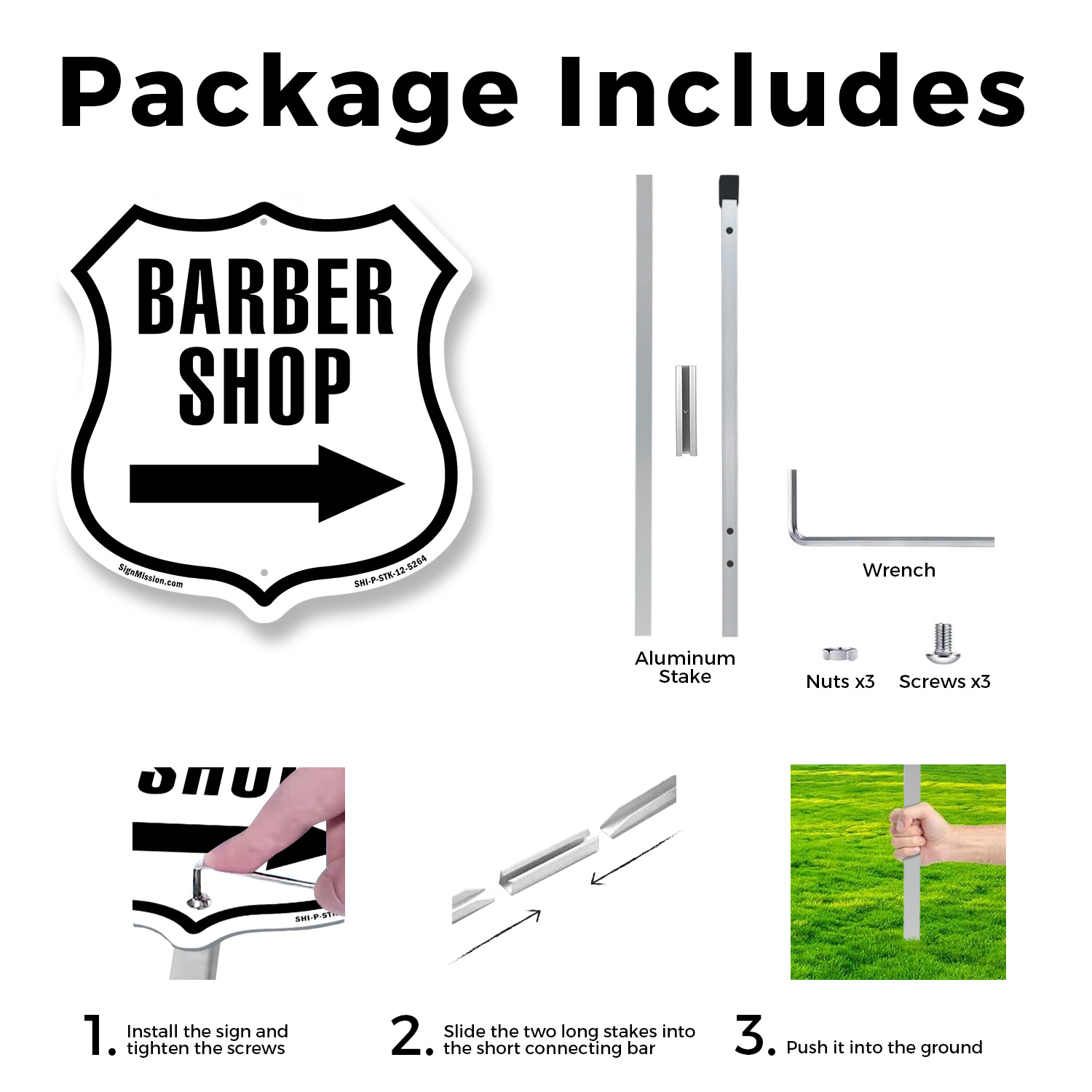 Barber Shop rechter Pfeil Schild geformtes Schild mit Pfahl gefertigt in den USA - Bild 14 von 14