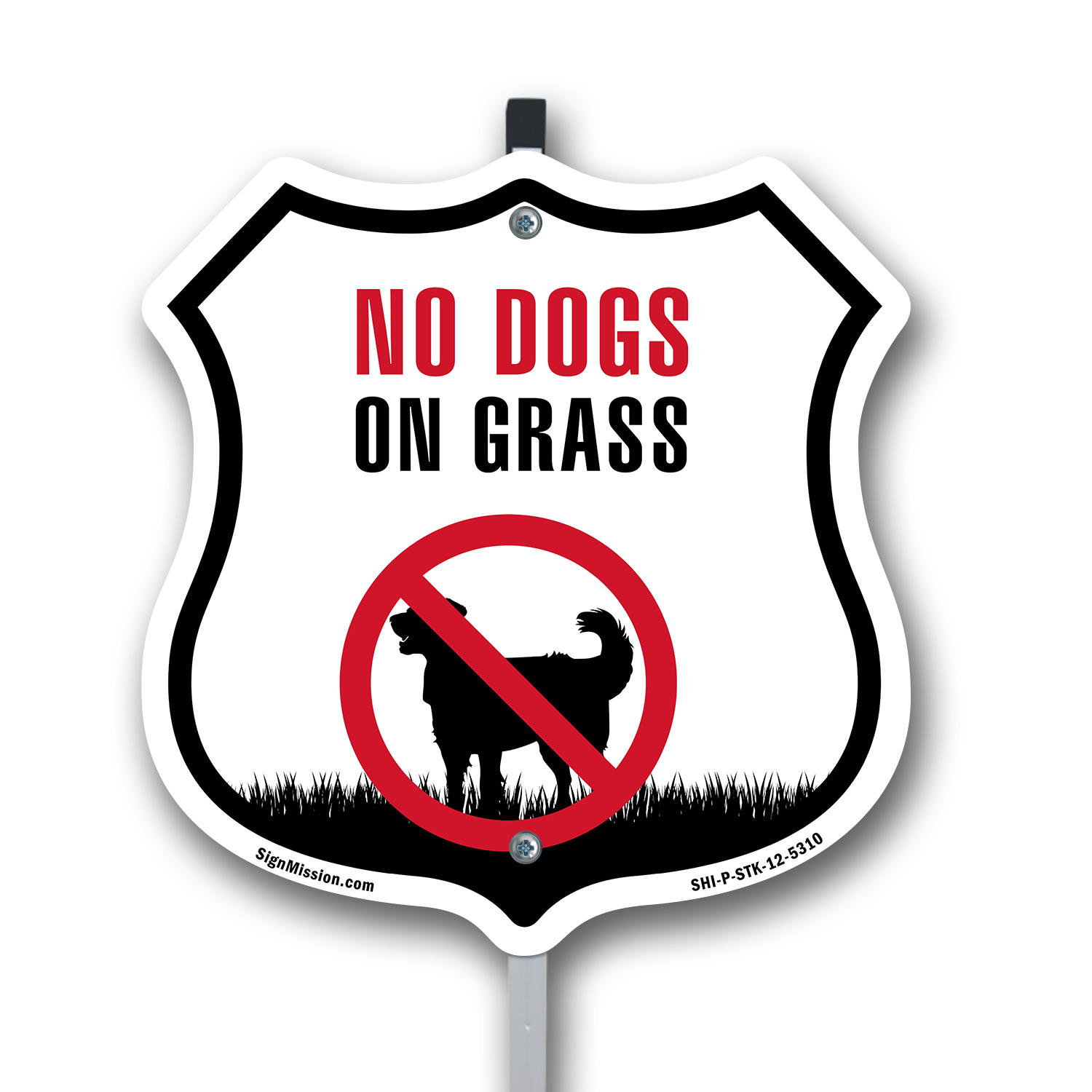 Keine Hunde auf Gras Schild geformtes Schild mit Pfahl gefertigt in den USA - Bild 13 von 14
