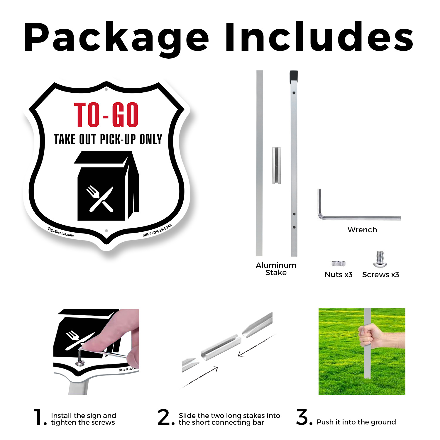 Togo Takeout Pickup Only Schild in Schildform mit Pfahl gefertigt in den USA - Bild 14 von 14