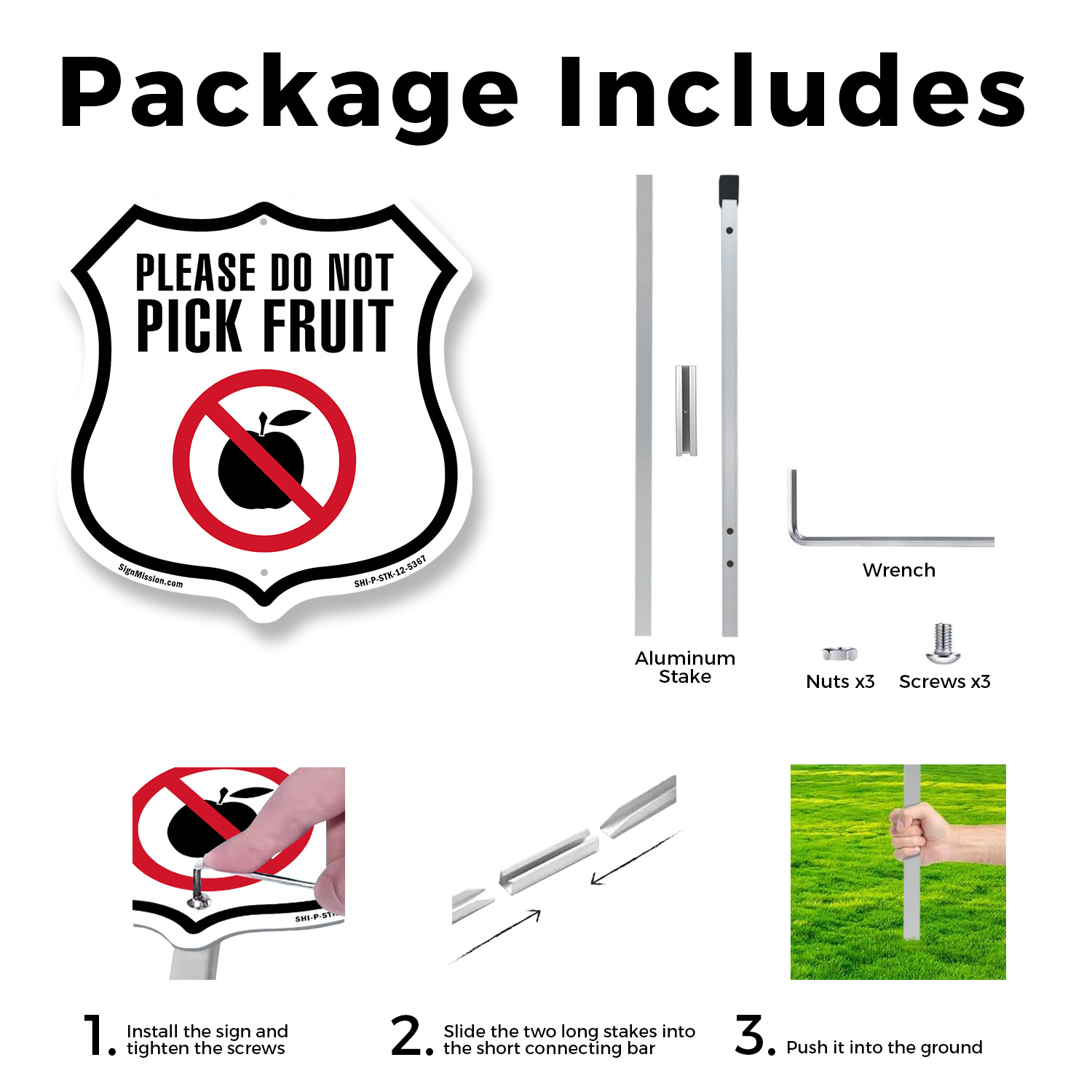 Bitte wählen Sie nicht Obstschild geformtes Schild mit Pfahl gefertigt in den USA - Bild 14 von 14
