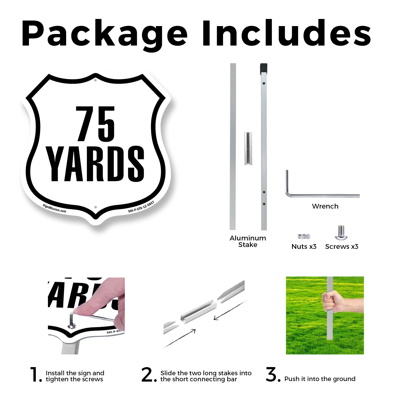 75 Yards Golf Course Running Race 5k Shield Shaped Sign With Stake - Picture 14 of 14