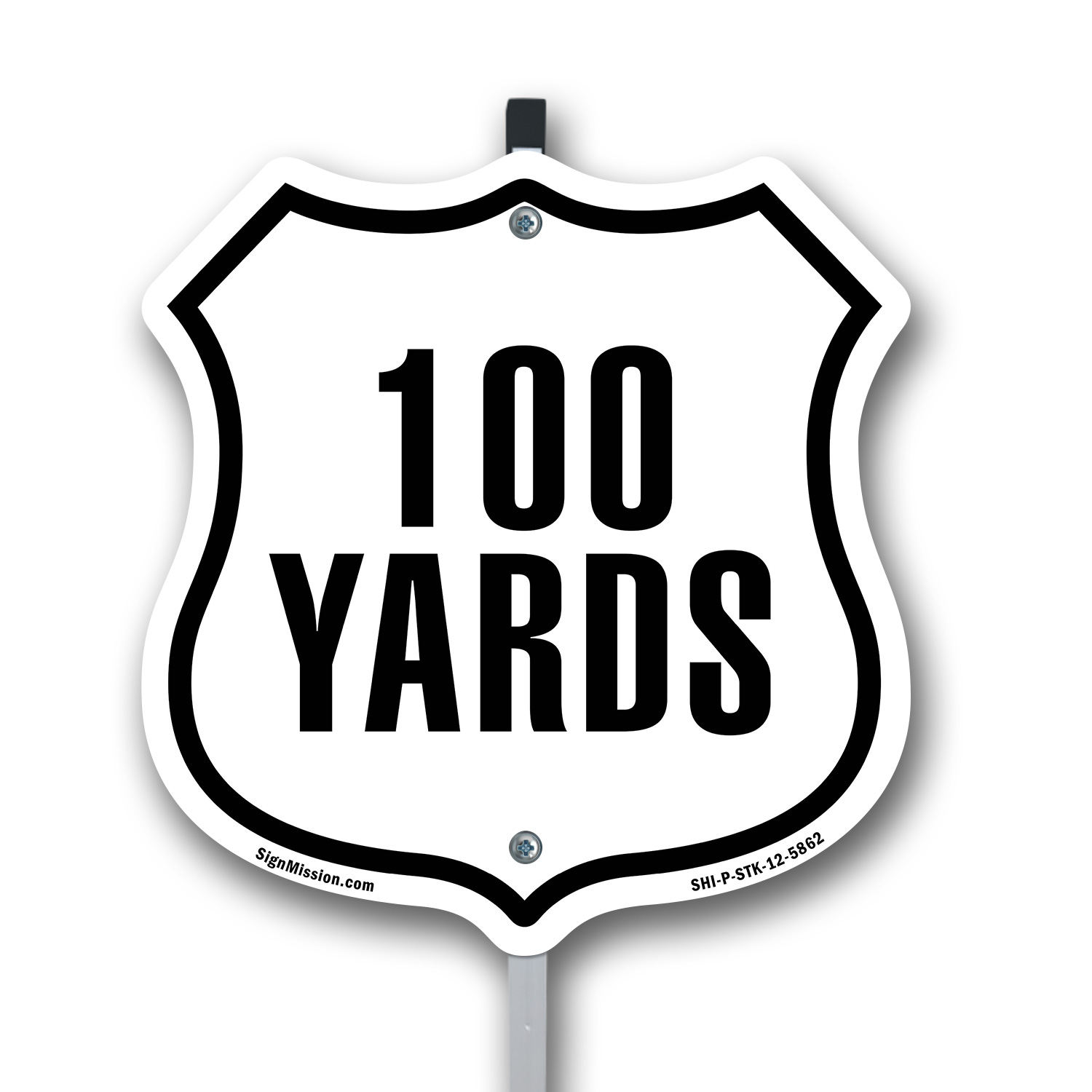 100 Yards Golf Course Running Race Shield Shaped Sign With Stake - Picture 13 of 14