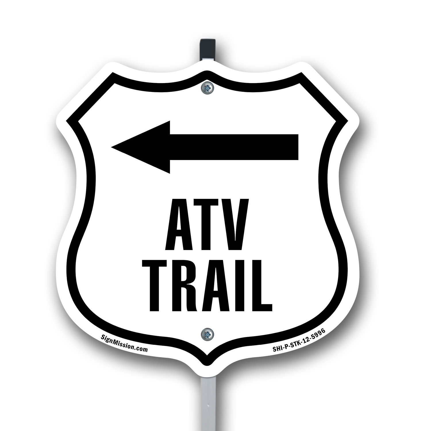 ATV Trail linkes Schild geformt mit Pfahl wetterfest Made in USA - Bild 13 von 14