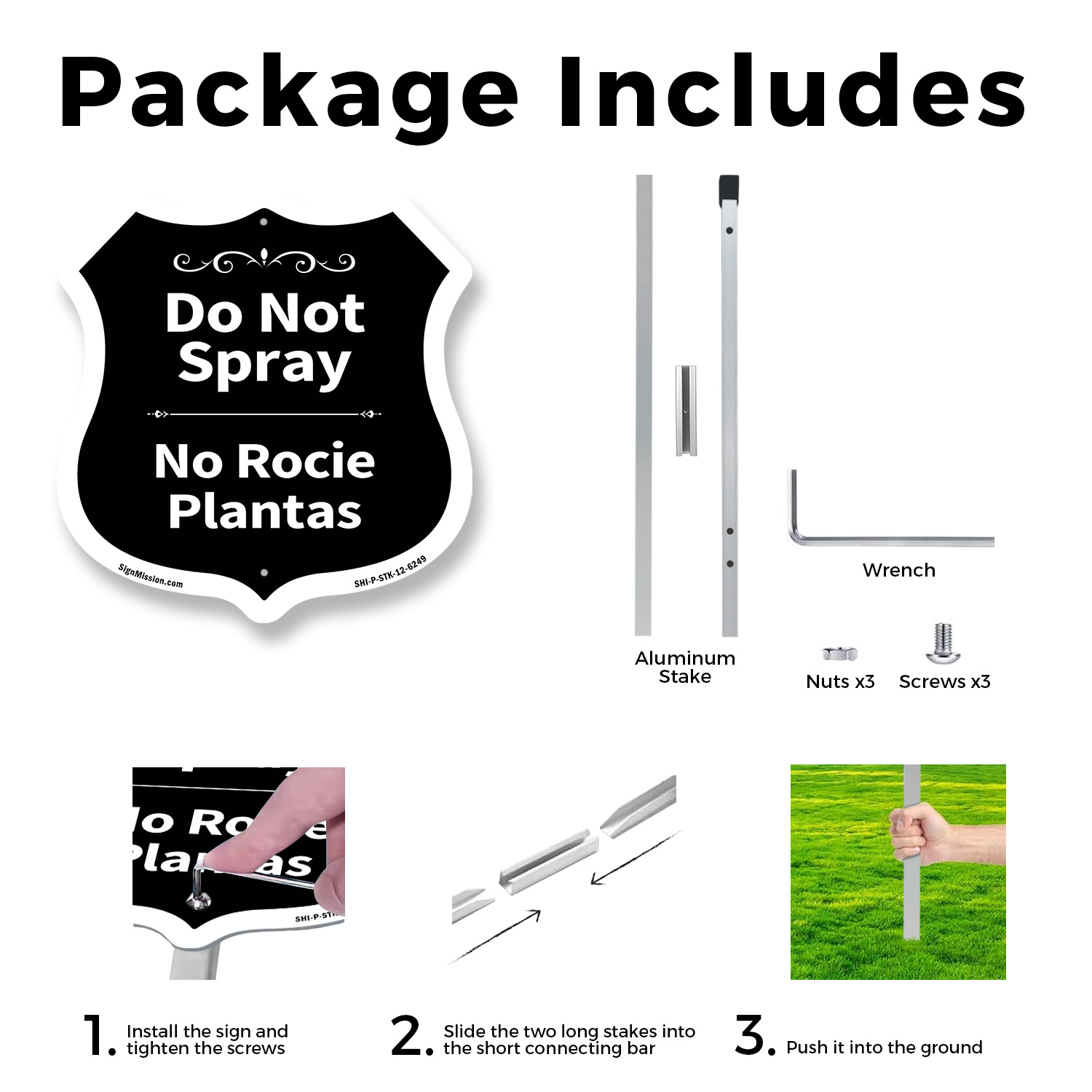 Do Not Spray Bilingual English / Spanish Shield Shaped Sign With Stake - Picture 14 of 14