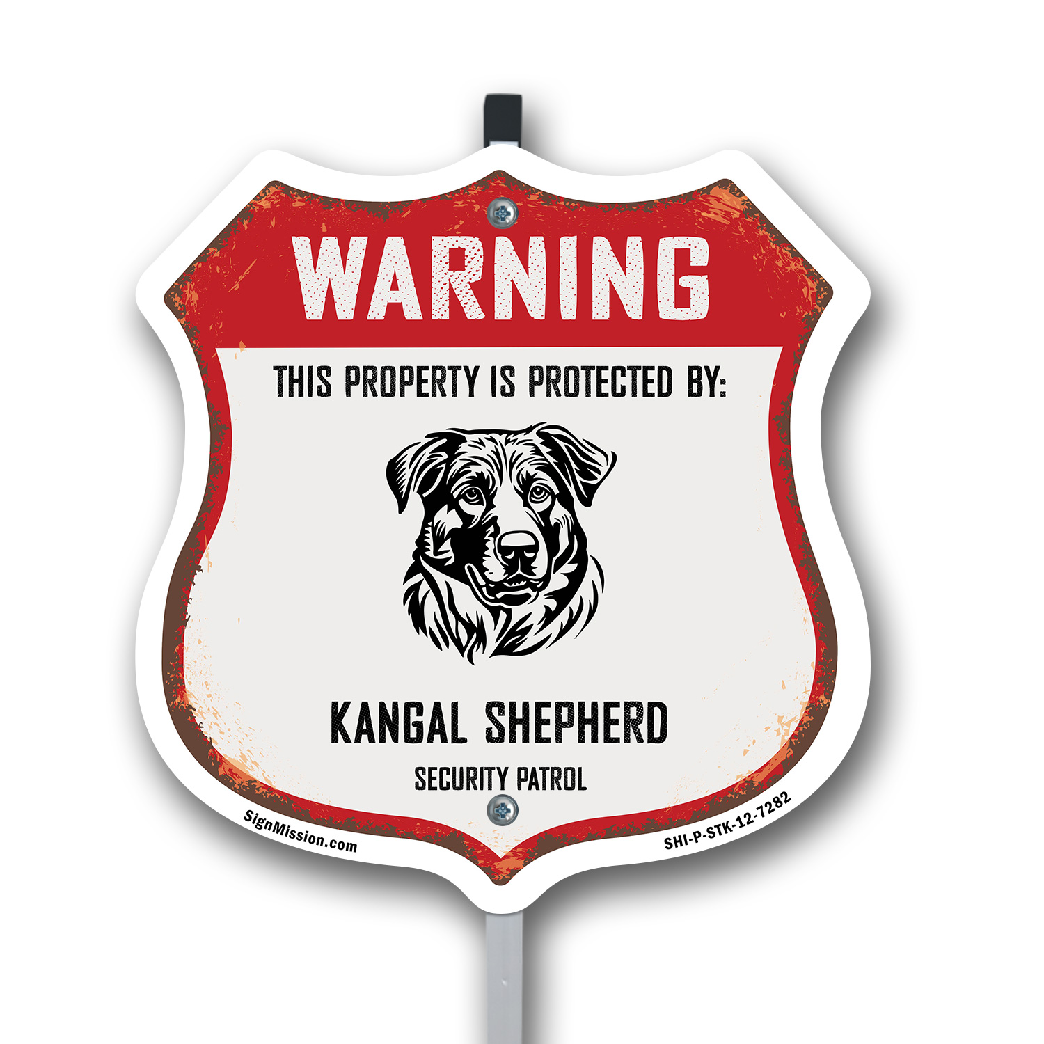 Warning Property Protected by Kangal Shepherd Made in th Shield Sign With Stake