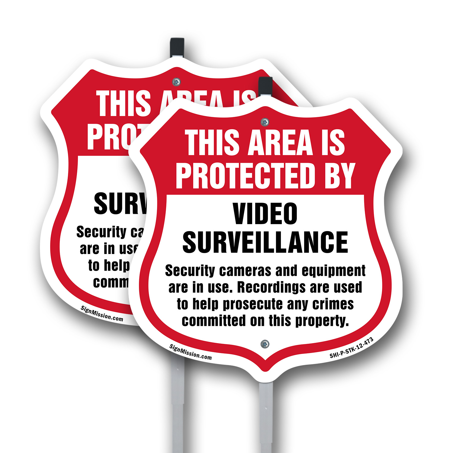 Video Surveillance Shield Sign This Area Is Protected By Shield Sign With Stake - Picture 11 of 14
