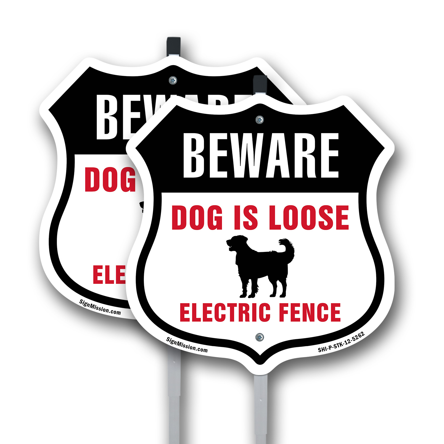 Beware Dogs Are Loose Invisible Fence Shield Shaped Sign With Stake - Picture 11 of 14
