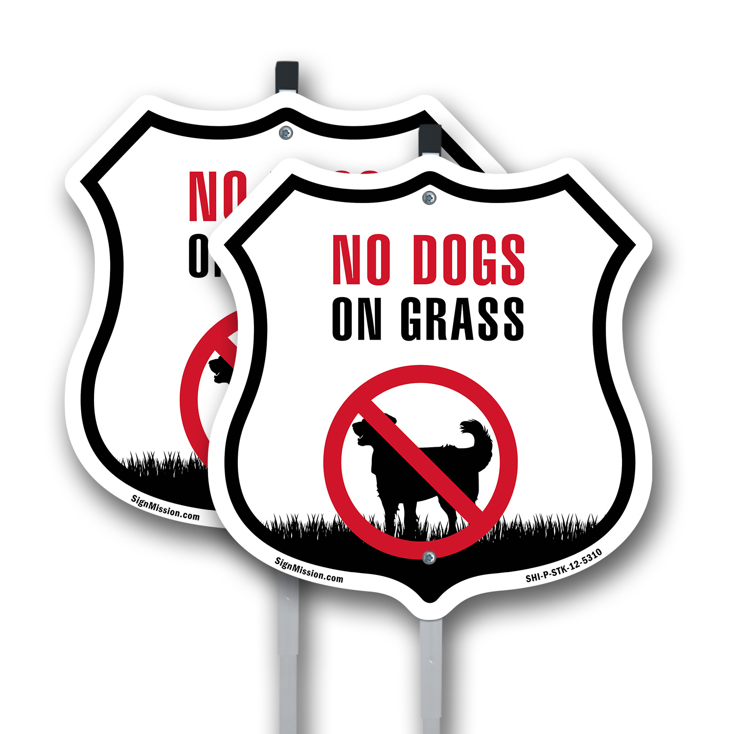 Keine Hunde auf Gras Schild geformtes Schild mit Pfahl gefertigt in den USA - Bild 9 von 14