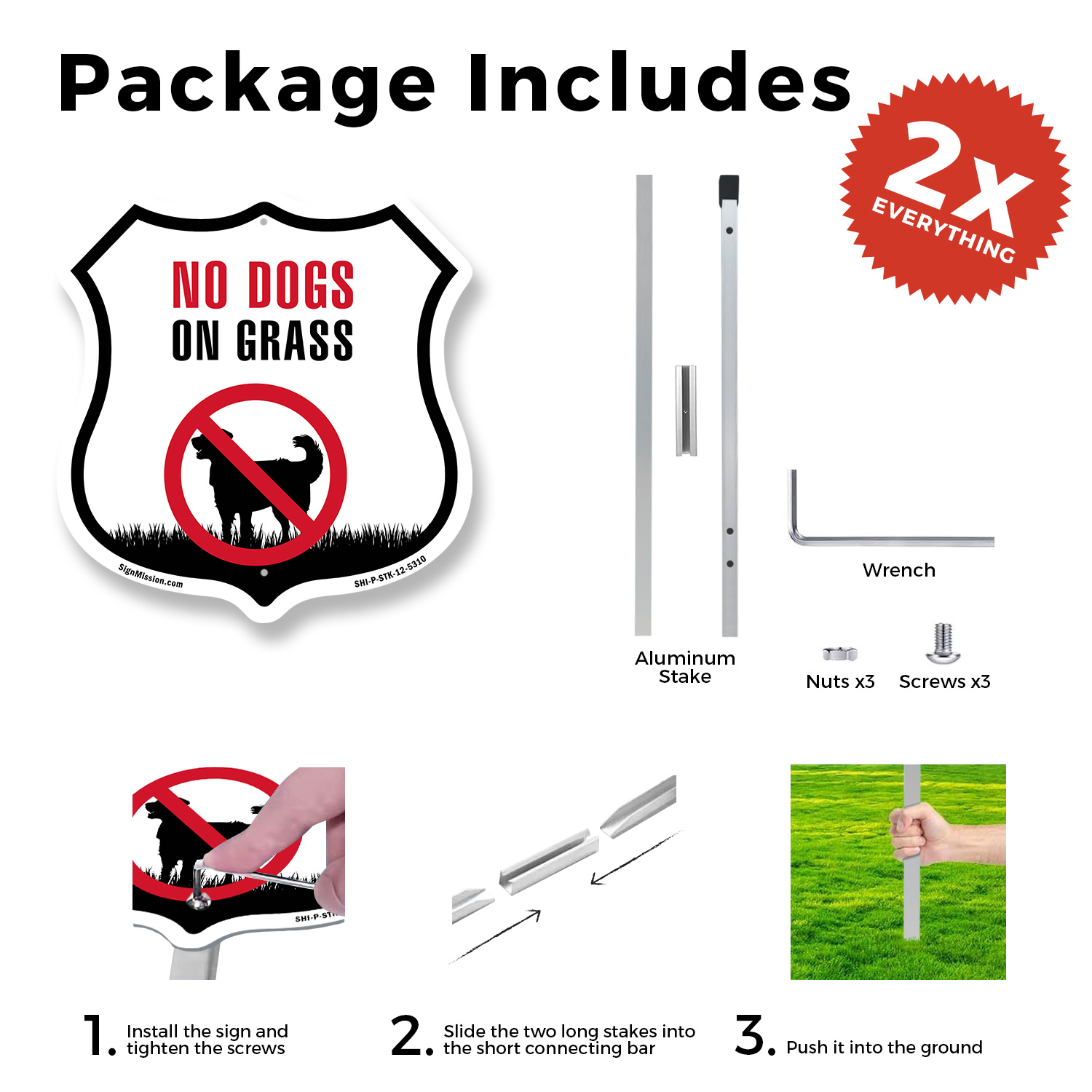 Keine Hunde auf Gras Schild geformtes Schild mit Pfahl gefertigt in den USA - Bild 10 von 14