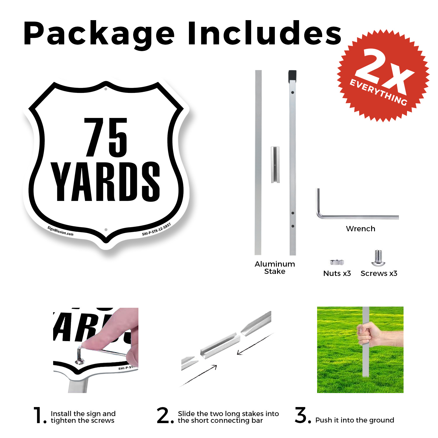 75 Yards Golf Course Running Race 5k Shield Shaped Sign With Stake - Picture 12 of 14
