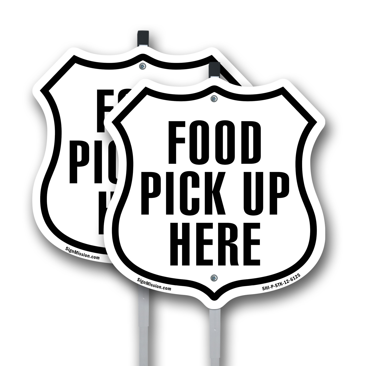 Food Pickup Here Shield Shaped Sign With Stake Crafted in the USA - Picture 11 of 14