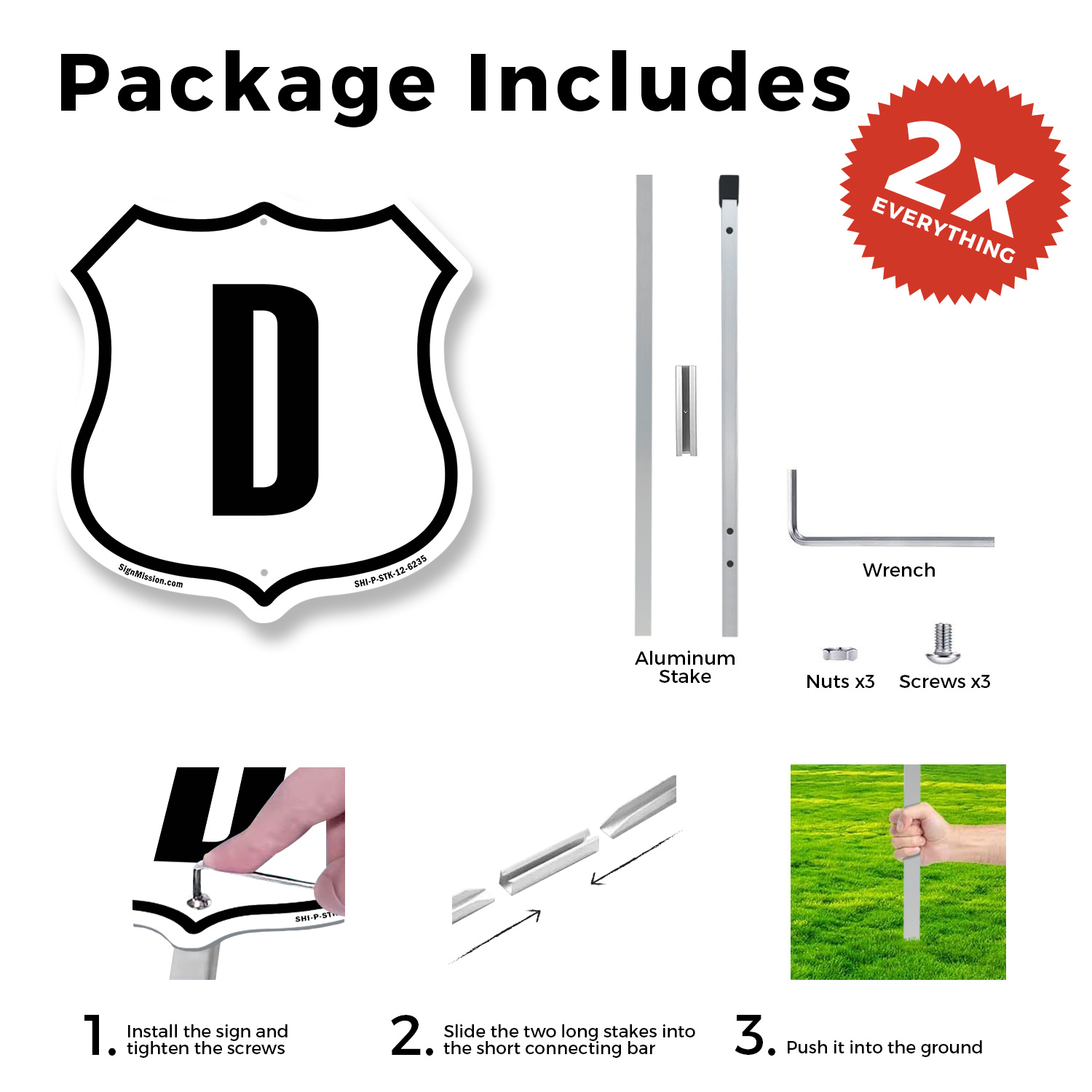 Letter D Shield Shaped Sign With Stake Weather Resistant - Picture 12 of 14
