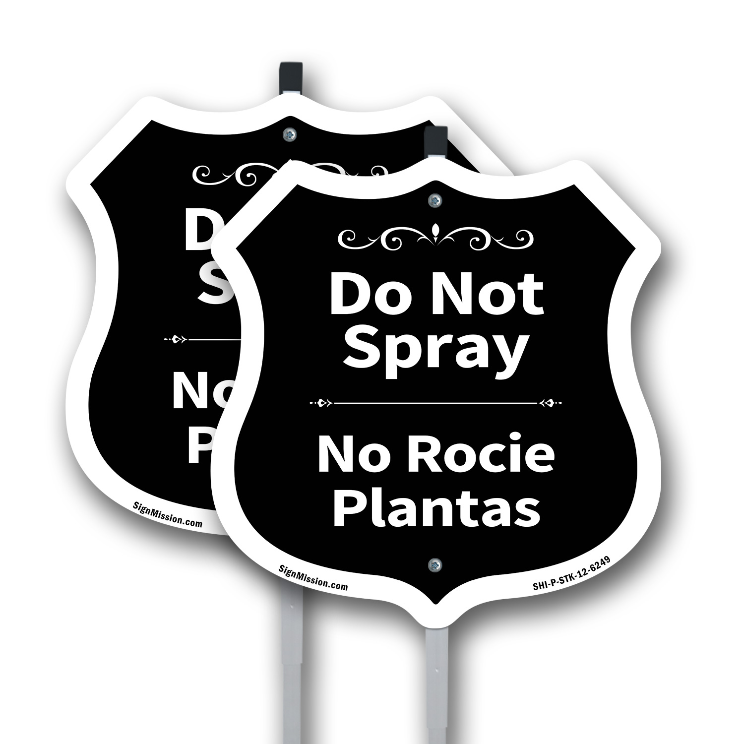 Do Not Spray Bilingual English / Spanish Shield Shaped Sign With Stake - Picture 11 of 14