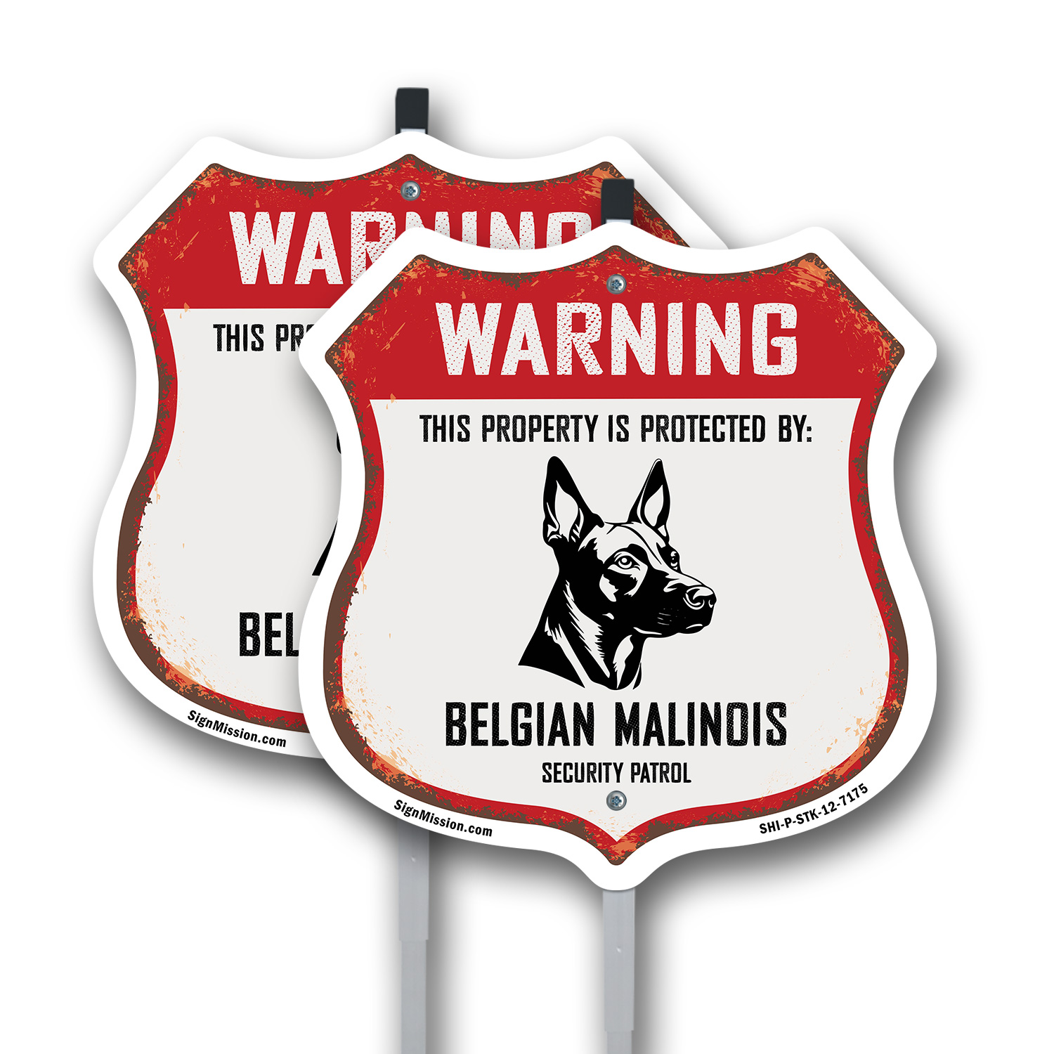 Warnung Eigentum geschützt von belgischen Malinois Made in t Schild Schild mit Pfahl - Bild 11 von 14