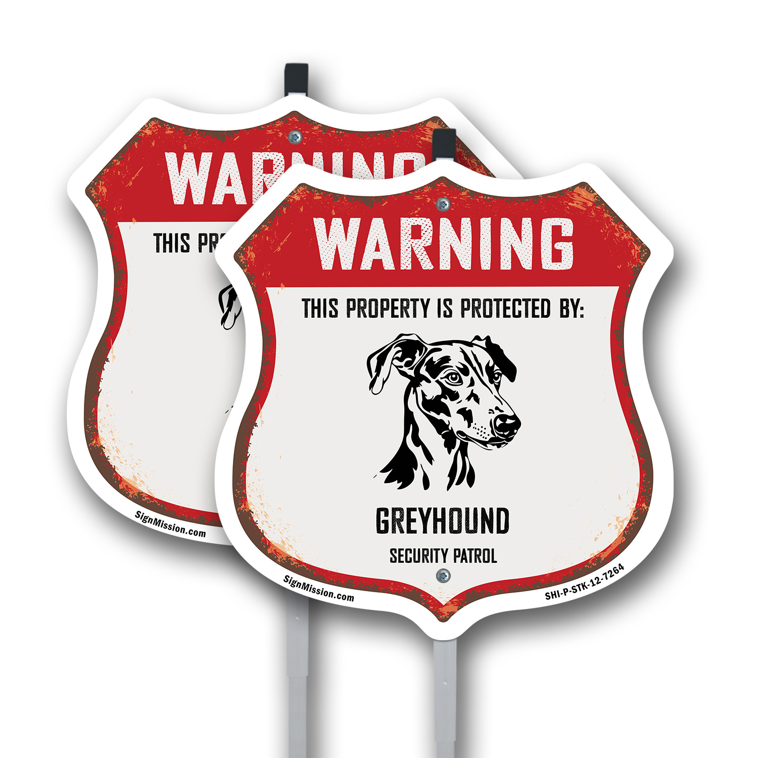 Warning Property is Protected by Greyhound Made in the U Shield Sign With Stake - Picture 11 of 14