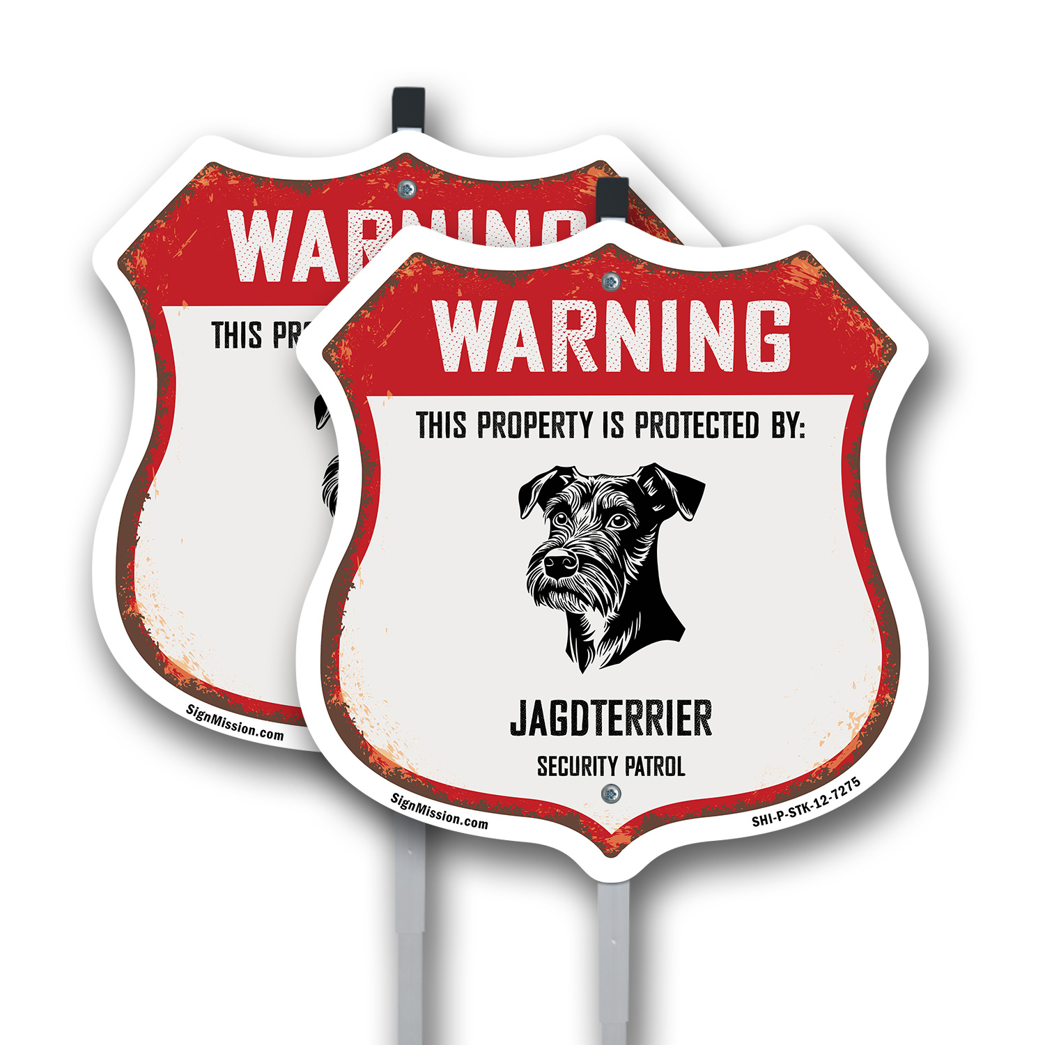 Warning Property is Protected by Jagdterrier Made in the Shield Sign With Stake - Picture 11 of 14