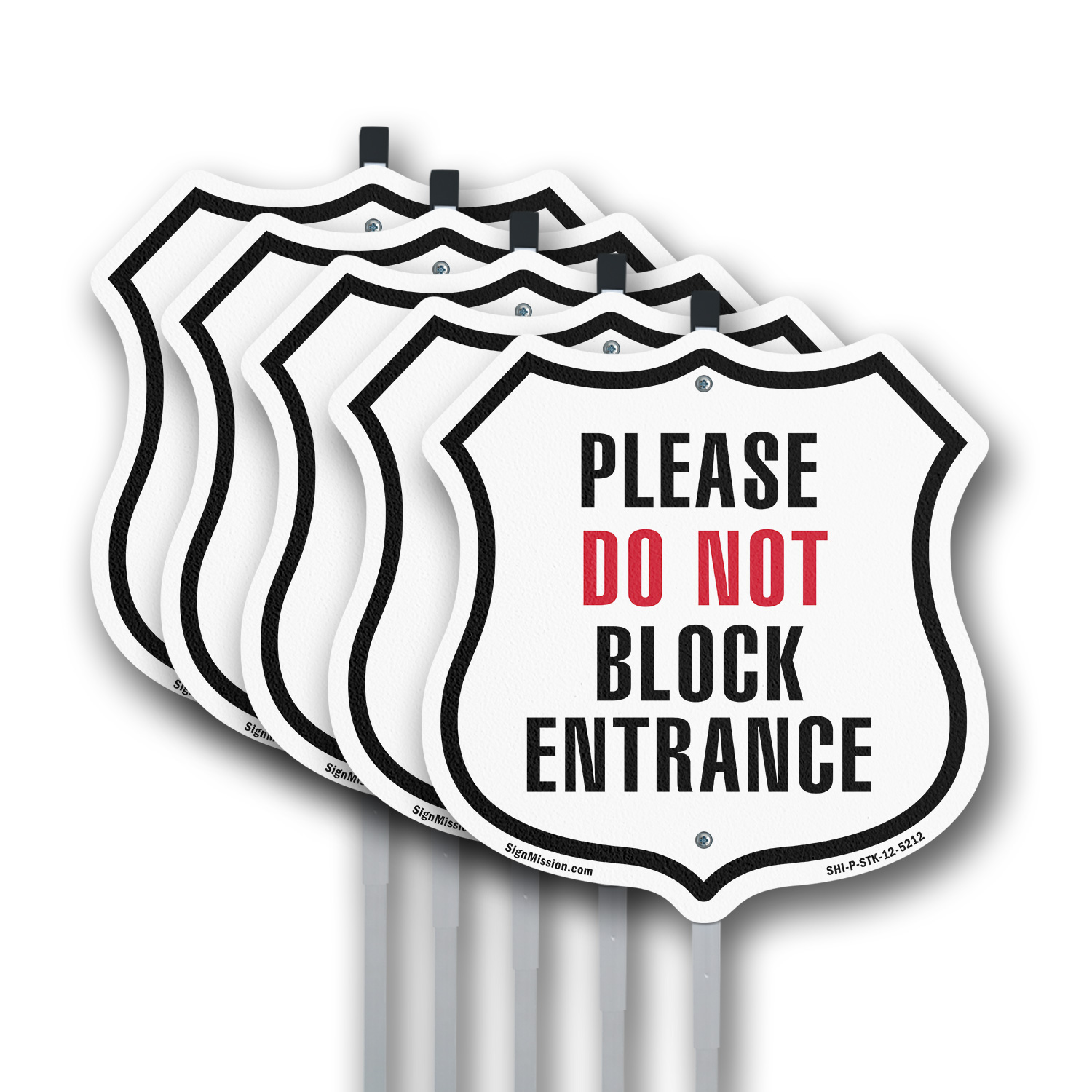 Please Do Not Block Entrance Shield Shaped Sign With Stake Weather Resistant - Picture 11 of 14