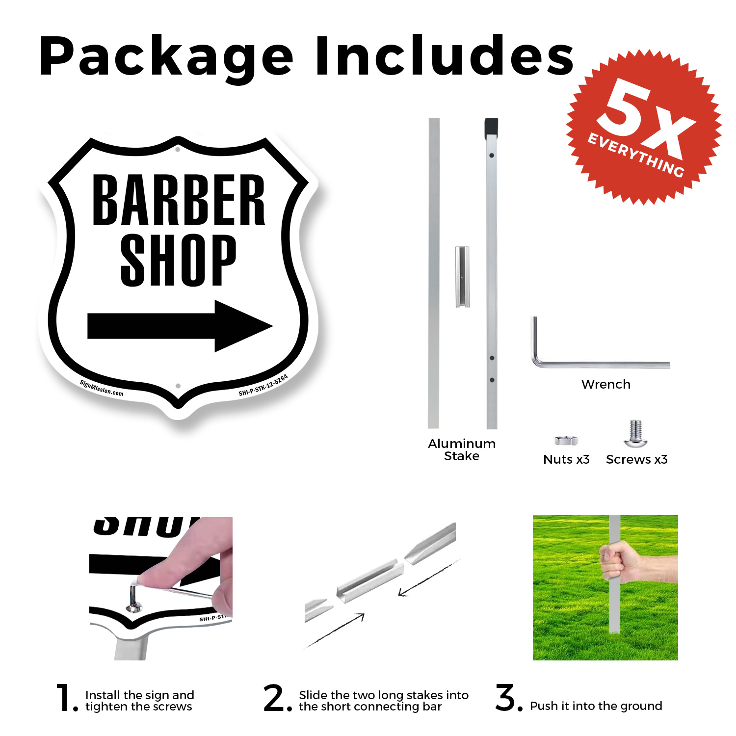 Barber Shop rechter Pfeil Schild geformtes Schild mit Pfahl gefertigt in den USA - Bild 12 von 14