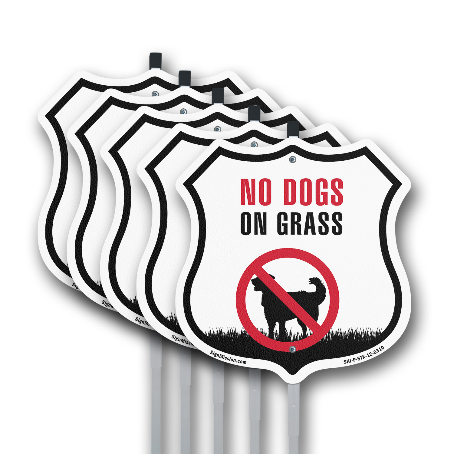 Keine Hunde auf Gras Schild geformtes Schild mit Pfahl gefertigt in den USA - Bild 11 von 14