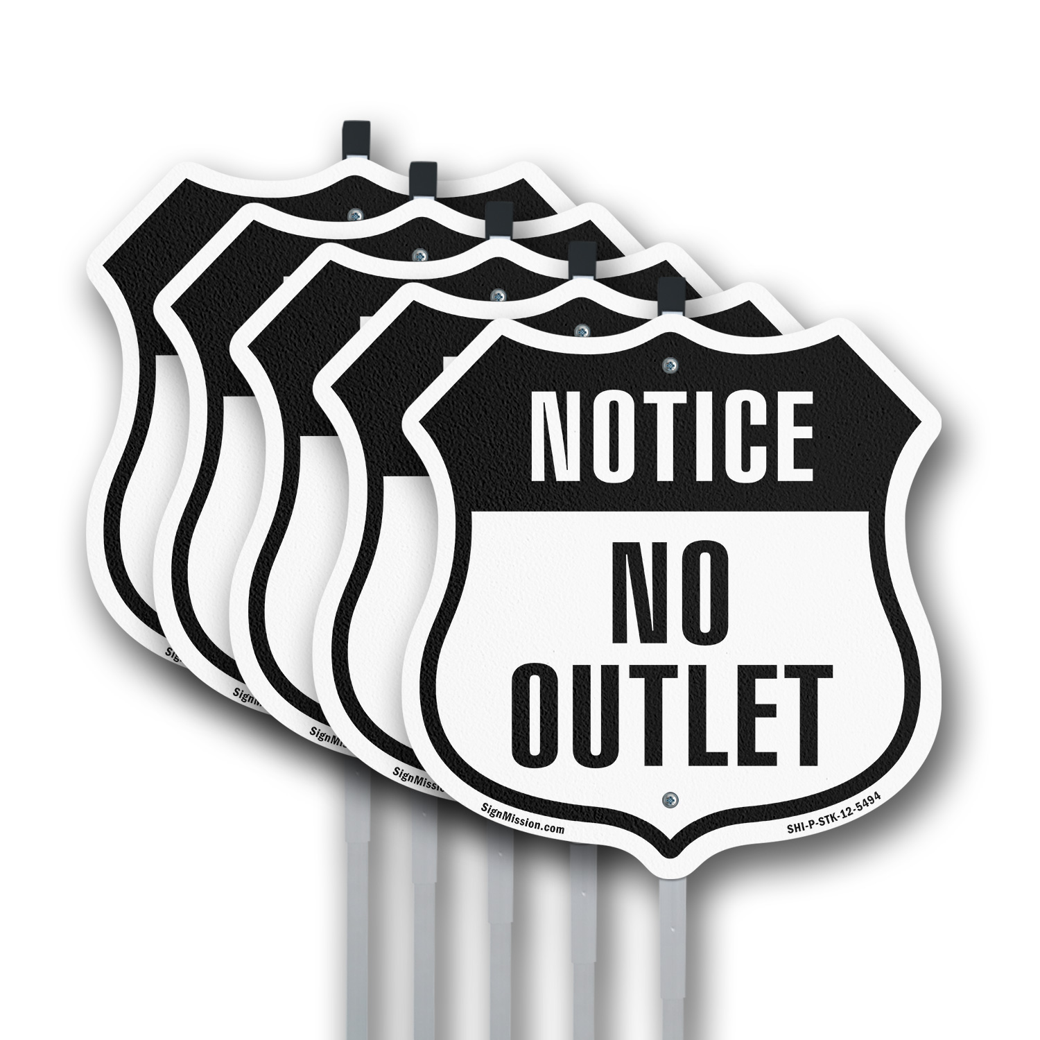 Notice No Outlet Shield Shaped Sign With Stake Crafted in the USA - Picture 11 of 14