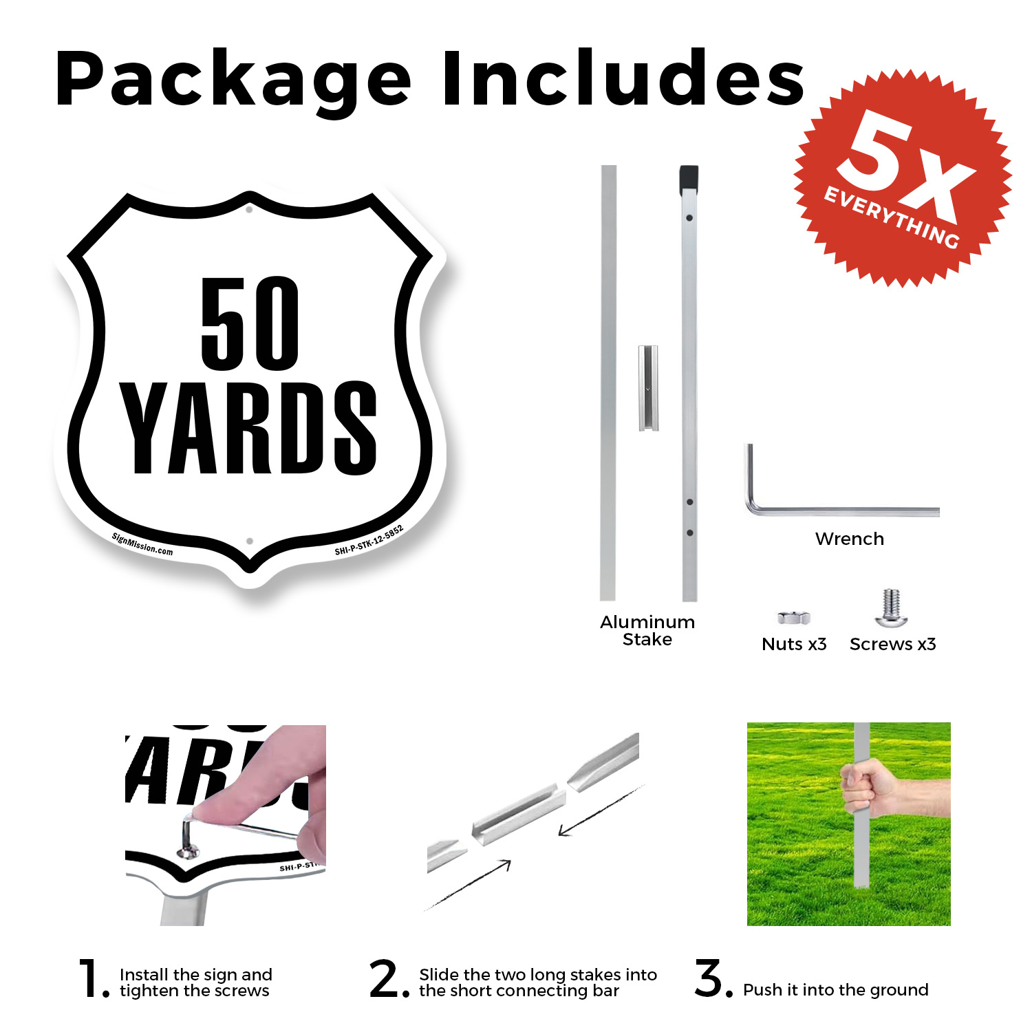 50 Yards Golf Course Running Race 5k Shield Shaped Sign With Stake - Picture 14 of 14