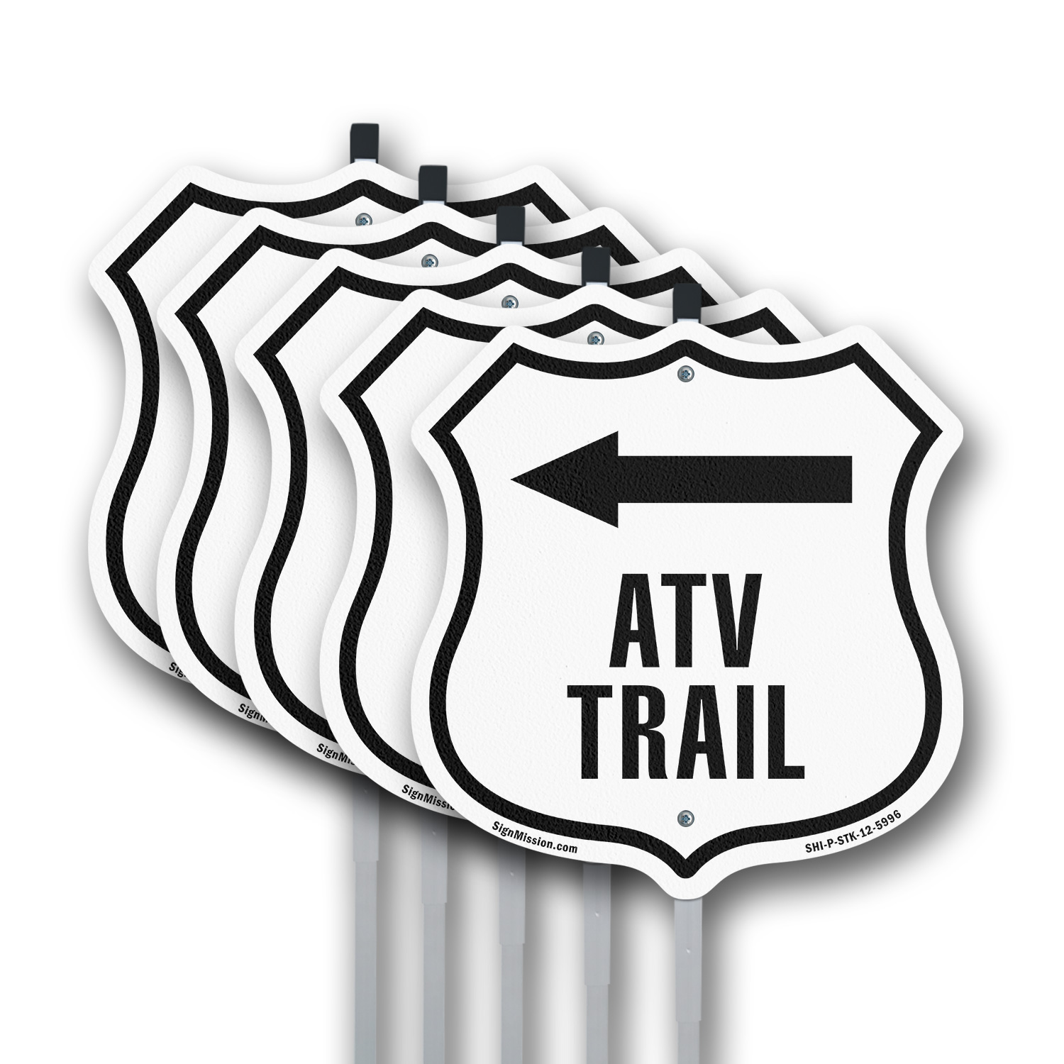 ATV Trail linkes Schild geformt mit Pfahl wetterfest Made in USA - Bild 11 von 14