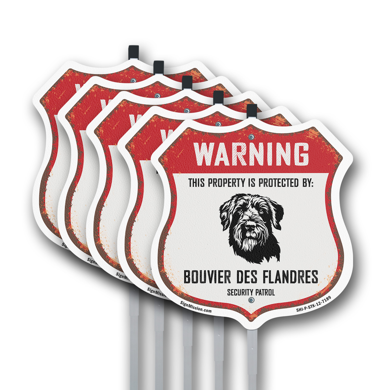 Warning Property Protected by Bouvier Des Flandres Made Shield Sign With Stake - Picture 13 of 14